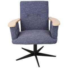 20th Century Vintage Blue Mini Swivel Armchair, 1960s