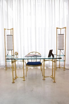 20th Century Vintage Brass Bamboo Desk or Console, 1970s