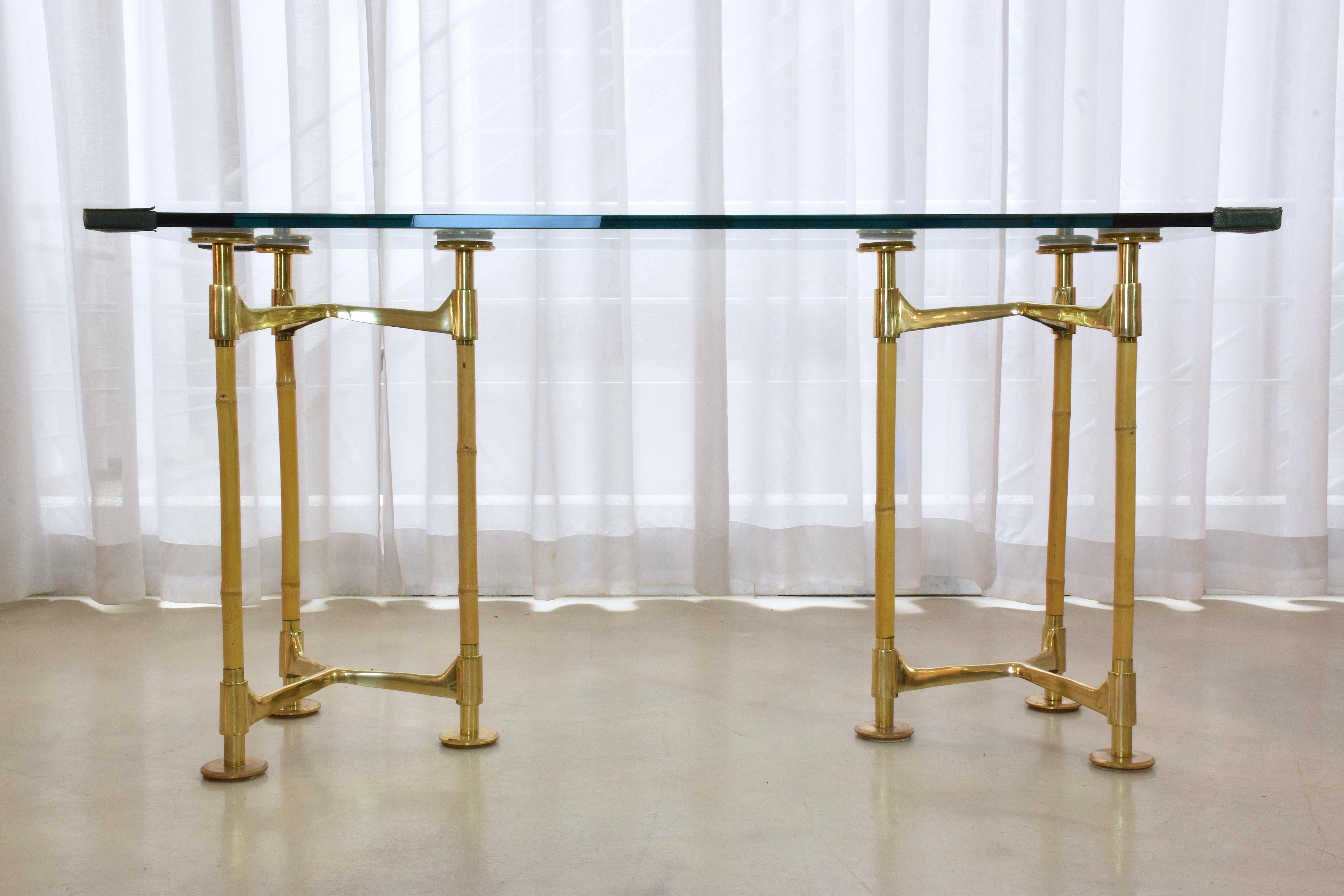 Italian 20th Century Vintage Brass Bamboo Desk or Console, 1970s