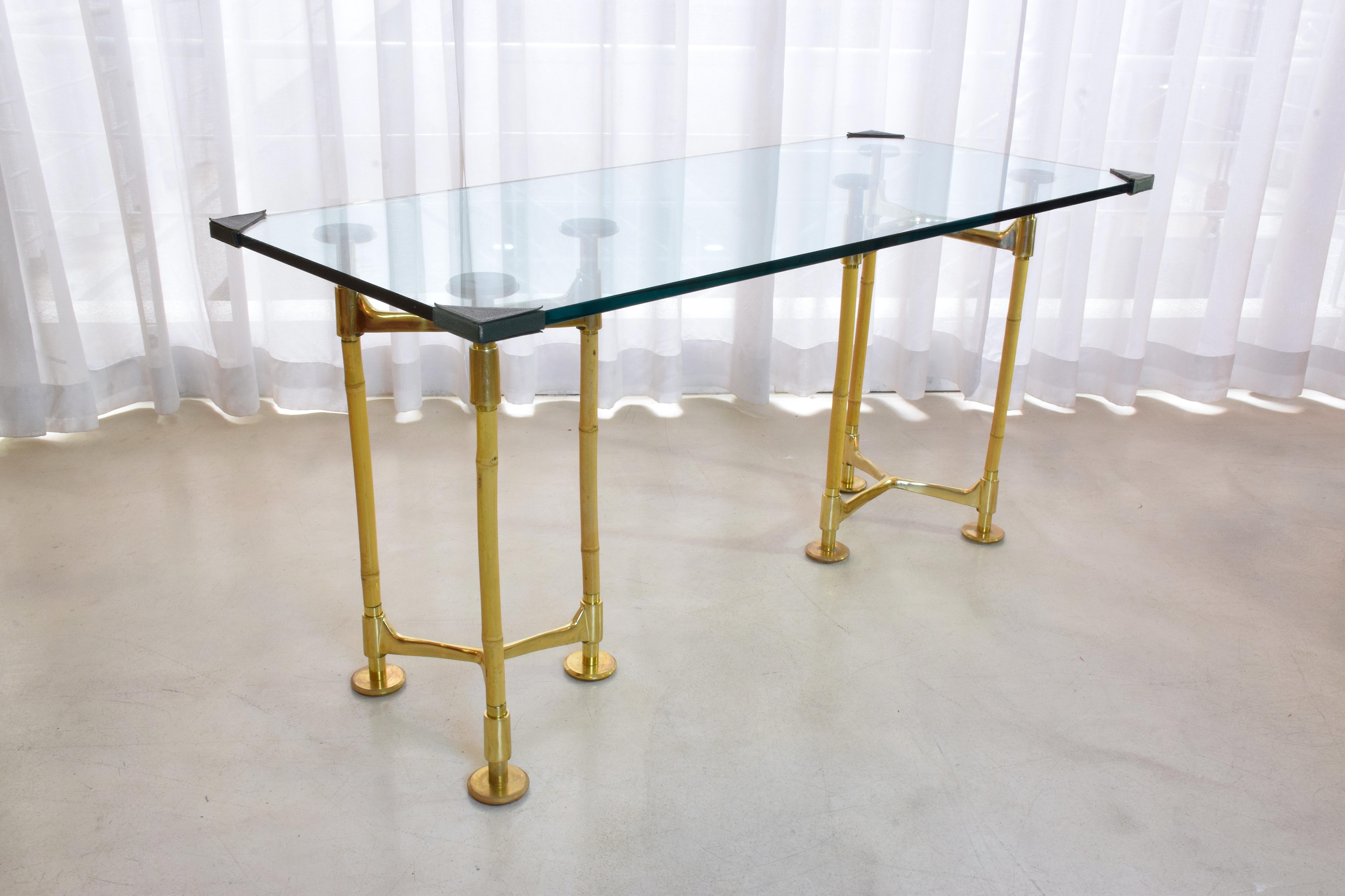 20th Century Vintage Brass Bamboo Desk or Console, 1970s 1