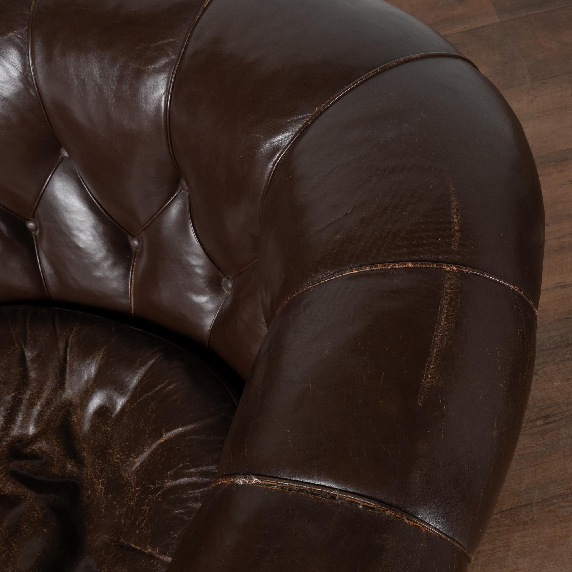 20th Century Vintage Brown Leather Club Chairs, Denmark For Sale 6
