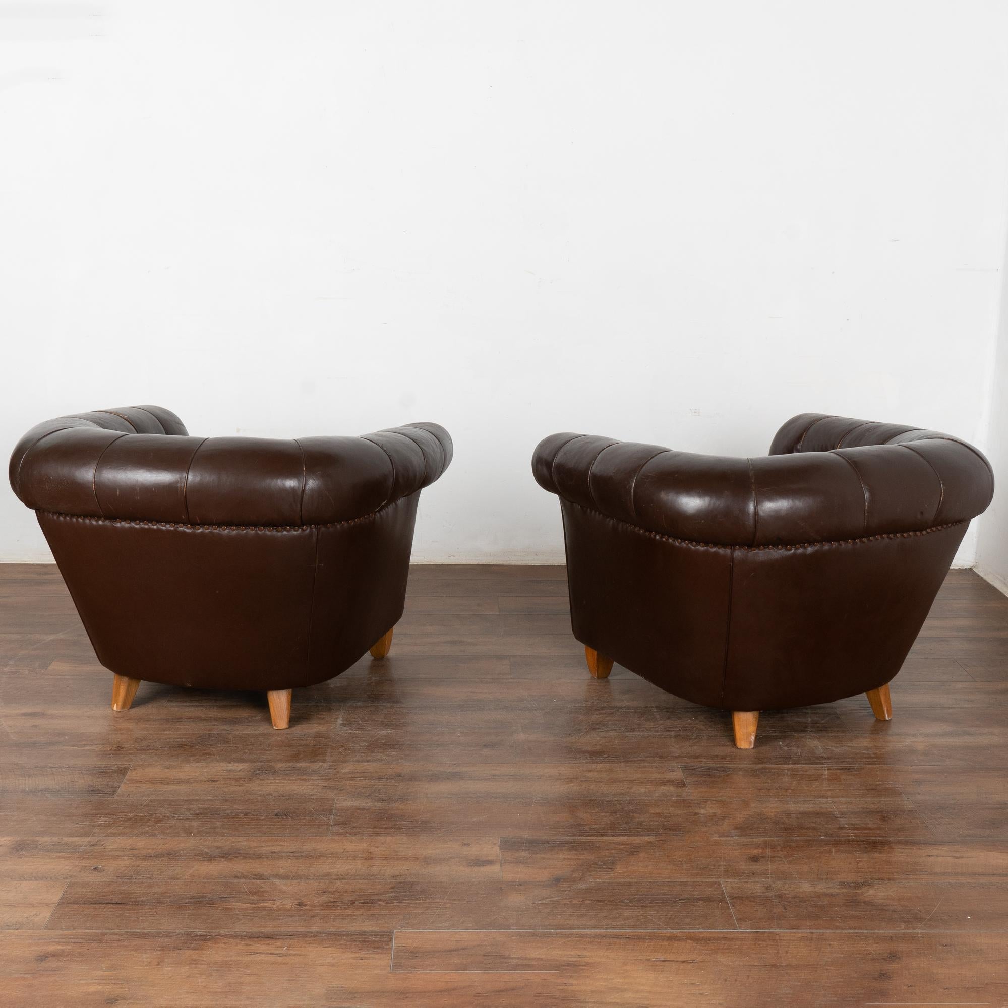 20th Century Vintage Brown Leather Club Chairs, Denmark For Sale 9
