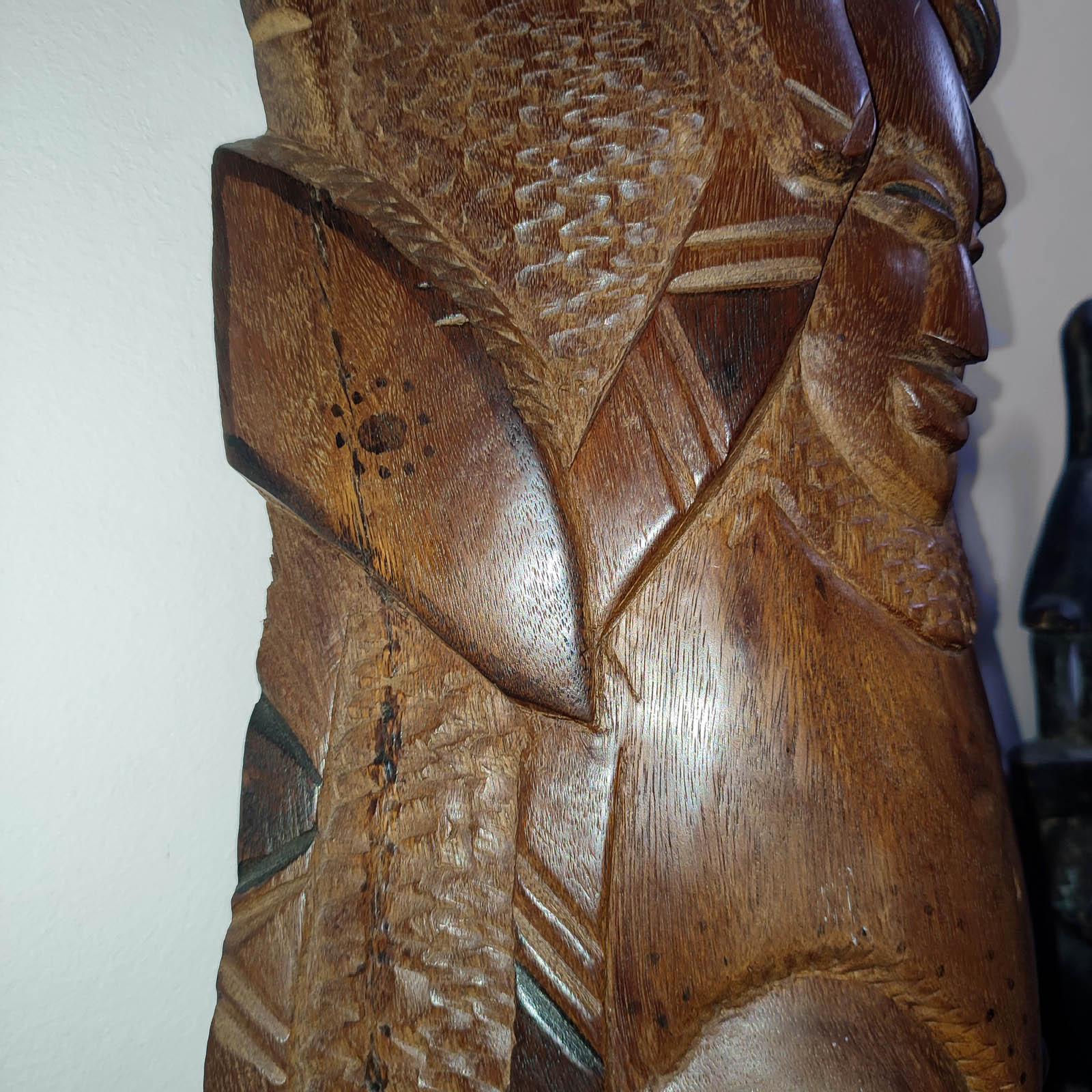 20th Century Vintage Carved Wood Mask, African Folk Art For Sale 3