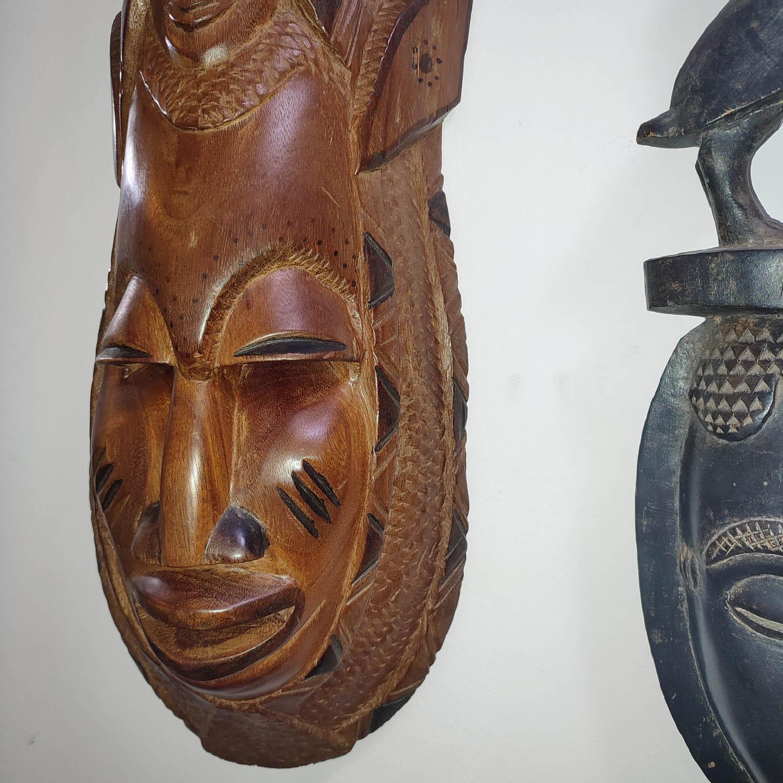 20th Century Vintage Carved Wood Mask, African Folk Art For Sale 4