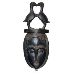 20th Century Vintage Carved Wood Mask, African Folk Art