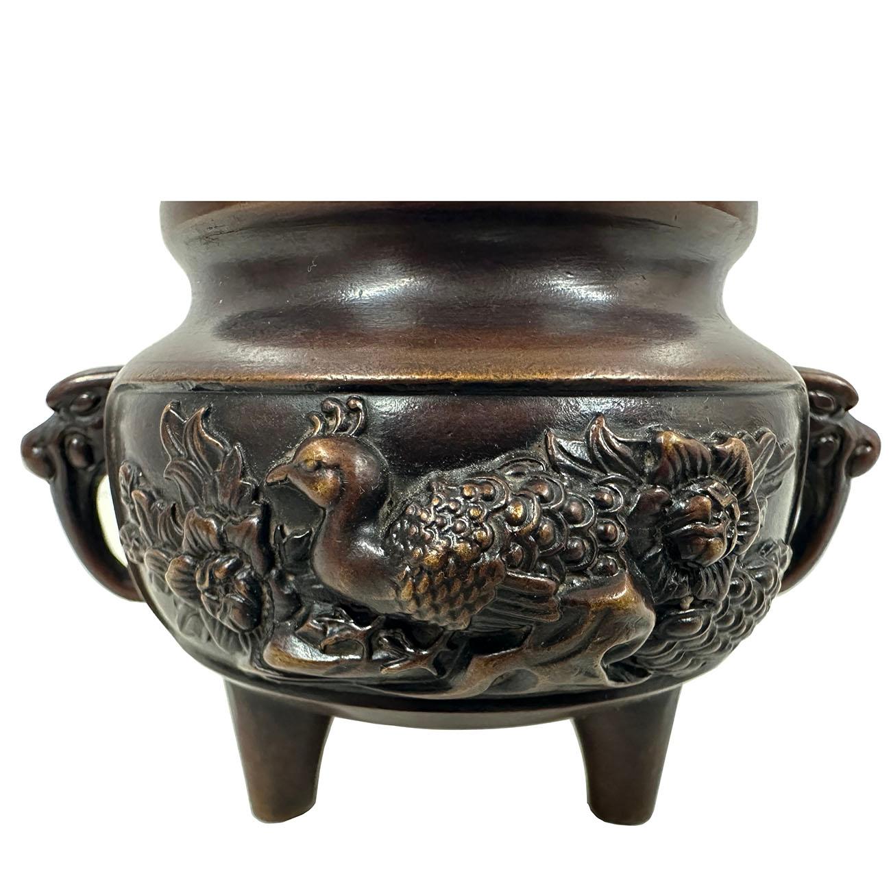 20th Century Vintage Chinese Bronze Incense Burner For Sale 3