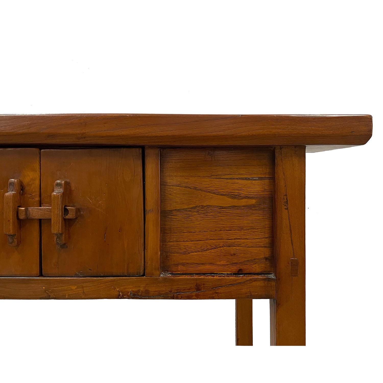 Elm 20th Century Vintage Chinese Country Style Console Table/Sideboard For Sale