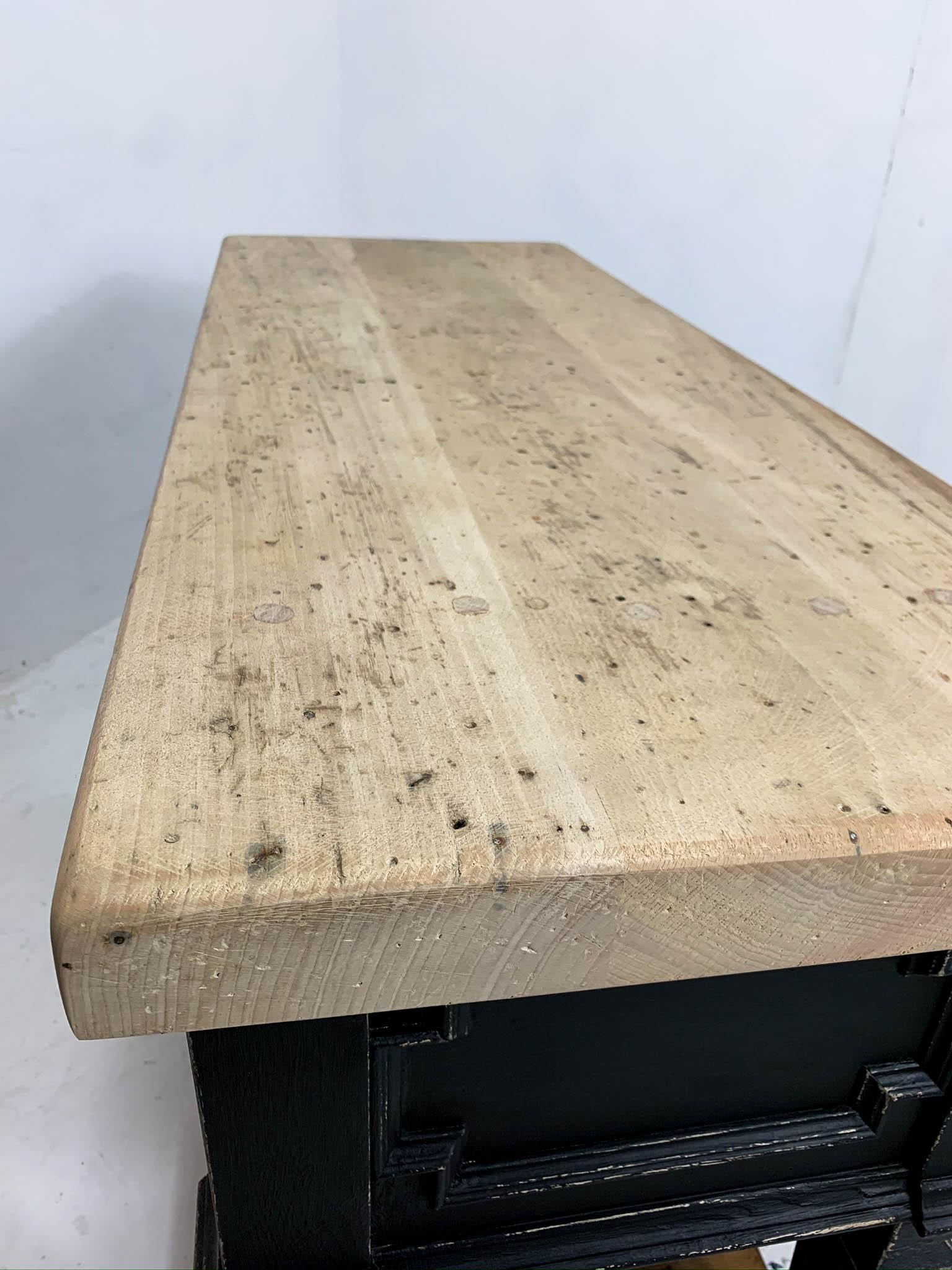 20th Century Vintage Chopping Block Worktable Butcher Block Kitchen Island 2