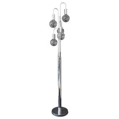 20th Century Vintage Chrome Floor Lamp with 5 Lights, Italy, 1970s