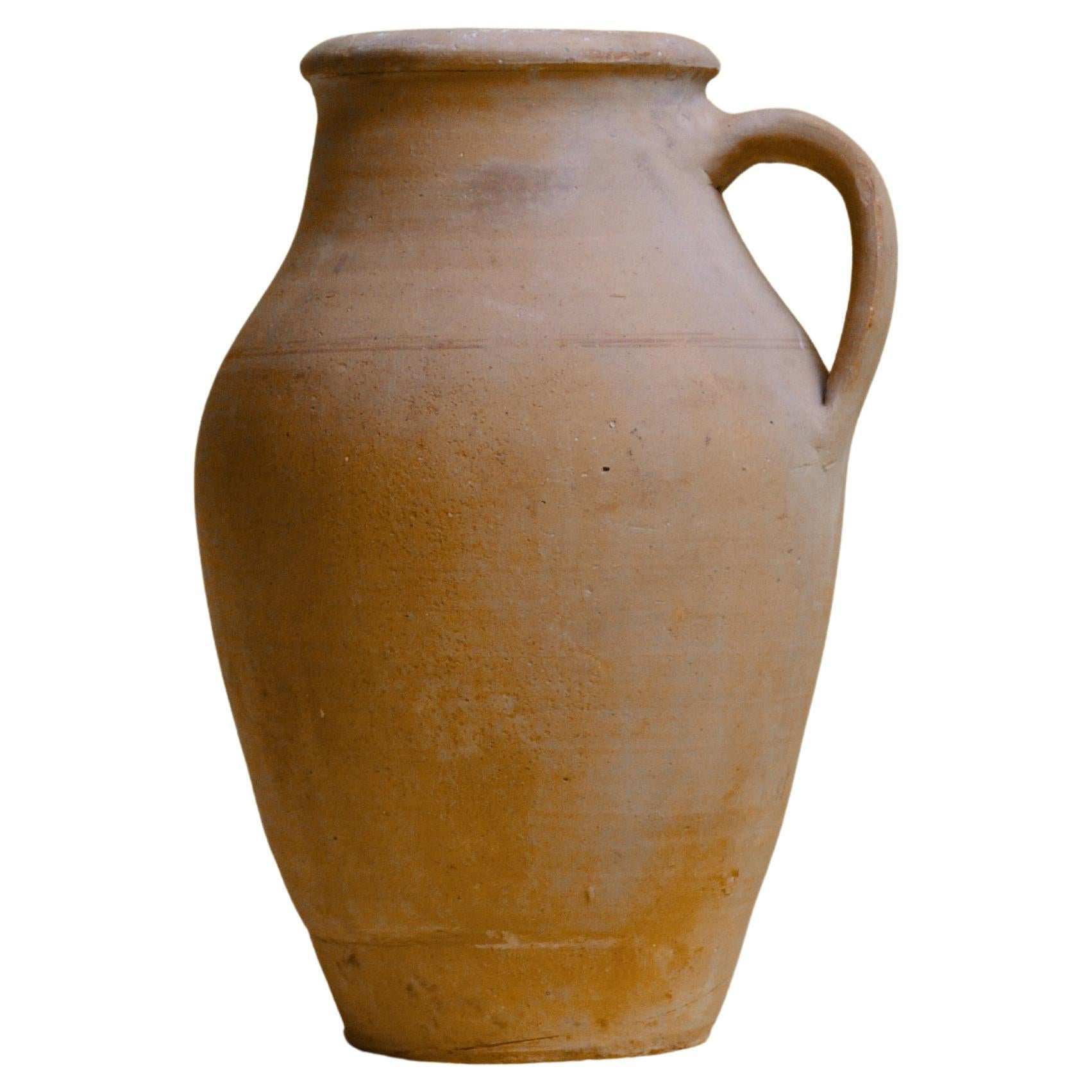 Pichet en argile vintage du 20ème siècle, vase méditerranéen fabriqué à la main