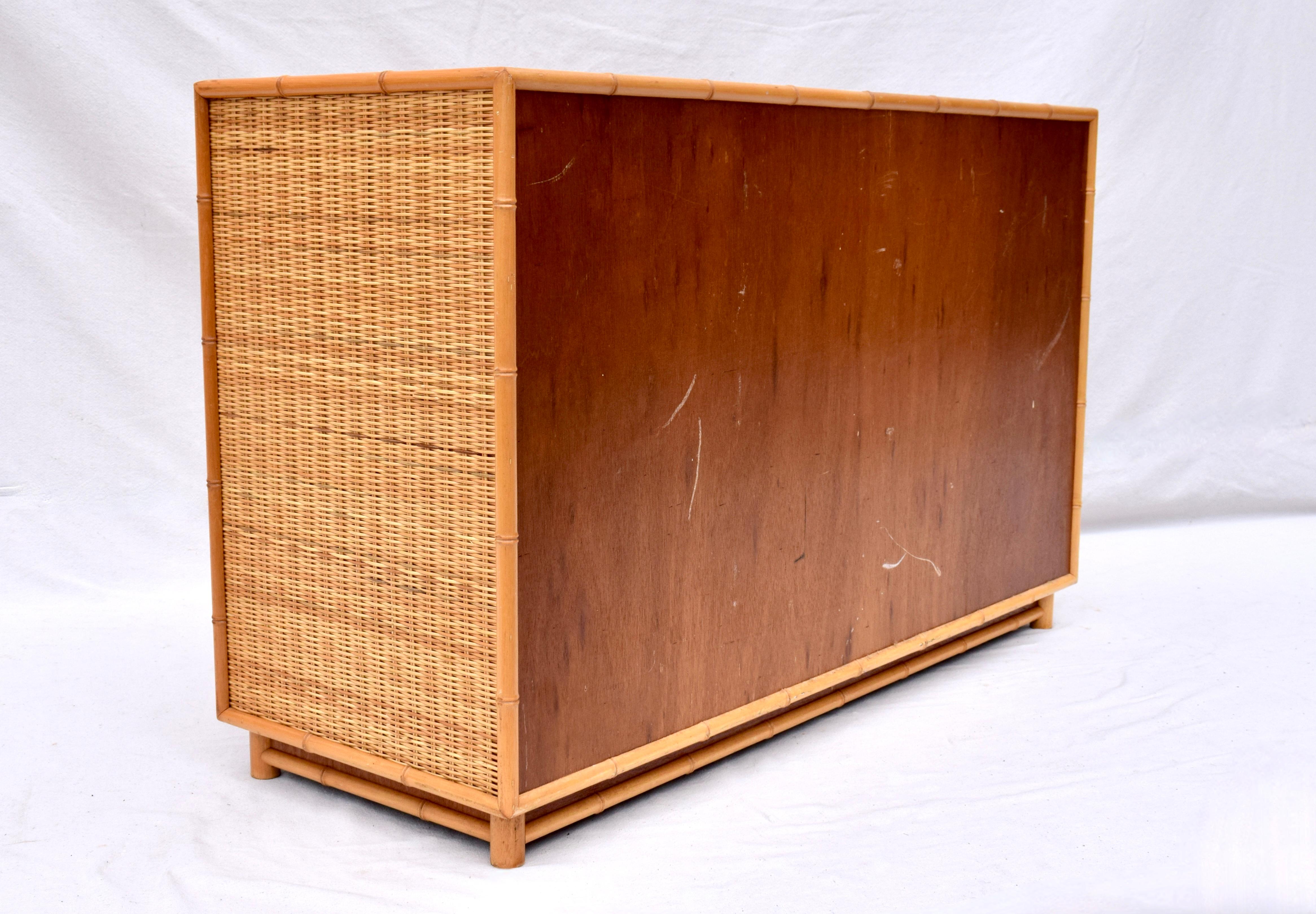20th Century Vintage Coastal Woven Rattan Dresser For Sale 5