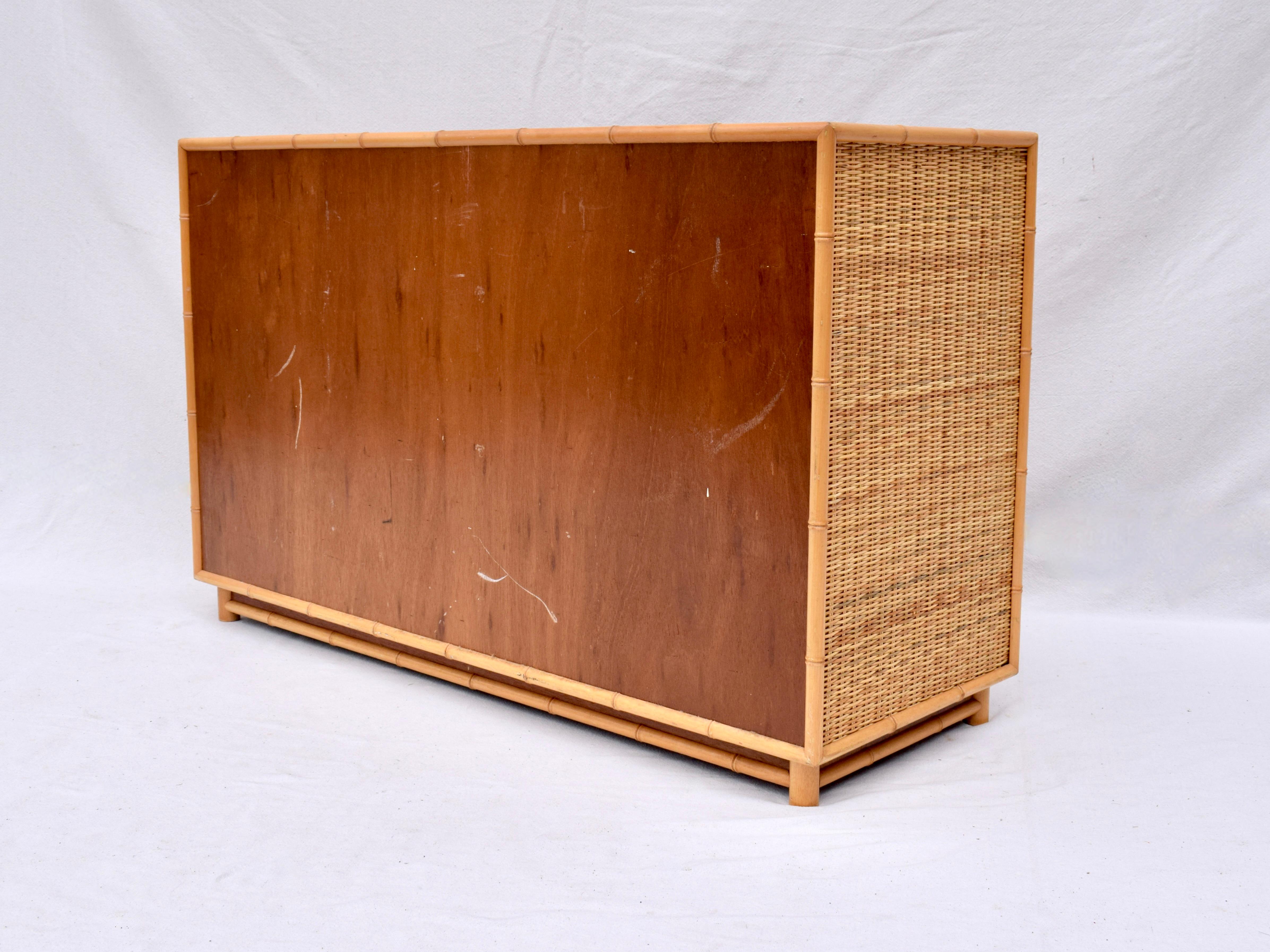 20th Century Vintage Coastal Woven Rattan Dresser For Sale 7