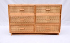 20th Century Vintage Coastal Woven Rattan Dresser