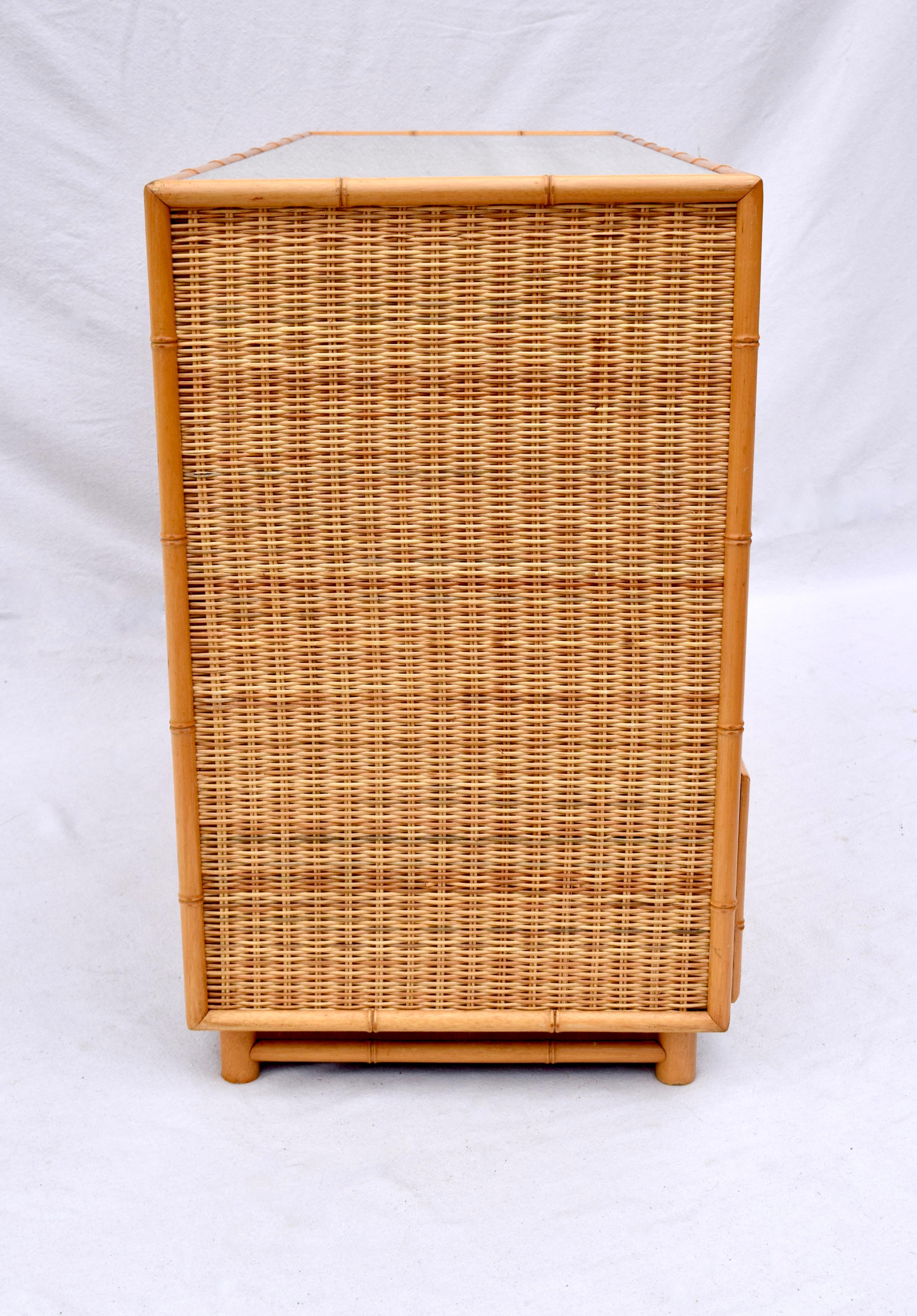 20th Century Vintage Coastal Woven Rattan Dresser For Sale 2
