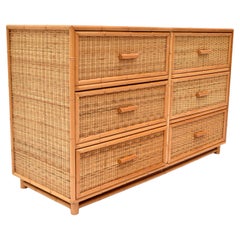 20th Century Vintage Coastal Woven Rattan Dresser