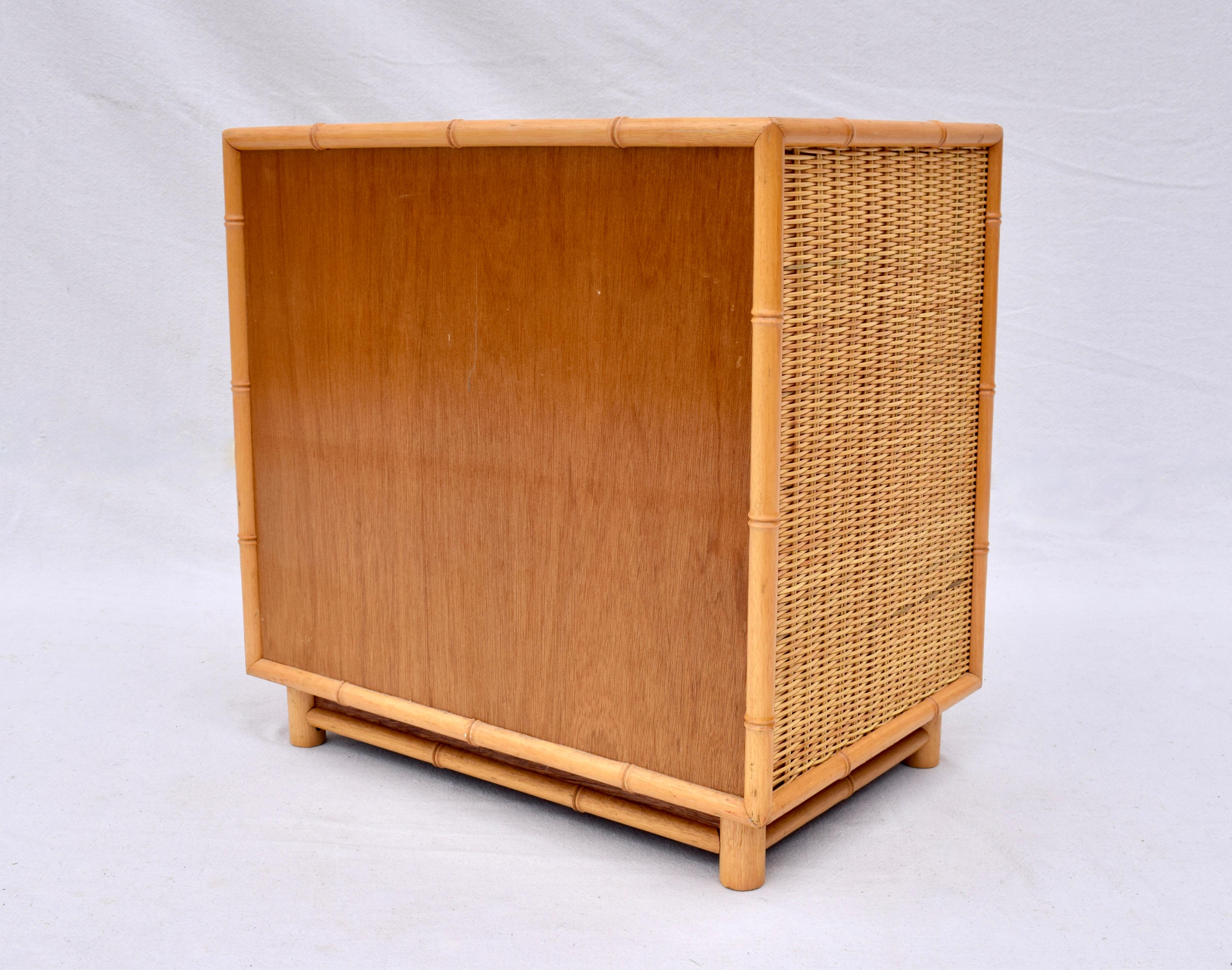 Late 20th Century 20th Century Vintage Coastal Woven Rattan Night Stand For Sale
