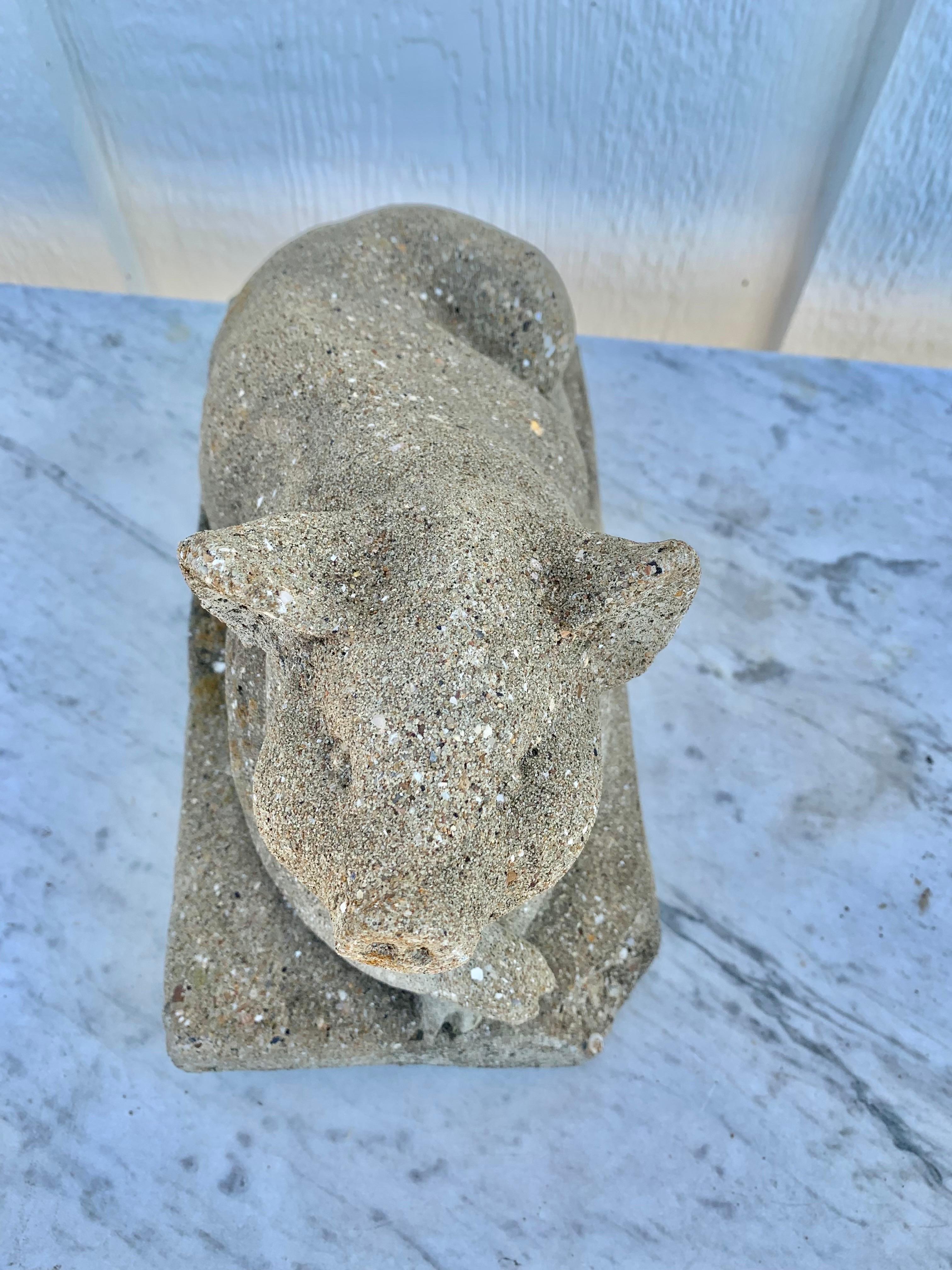 20th Century Vintage Concrete Garden Pig Statue 5