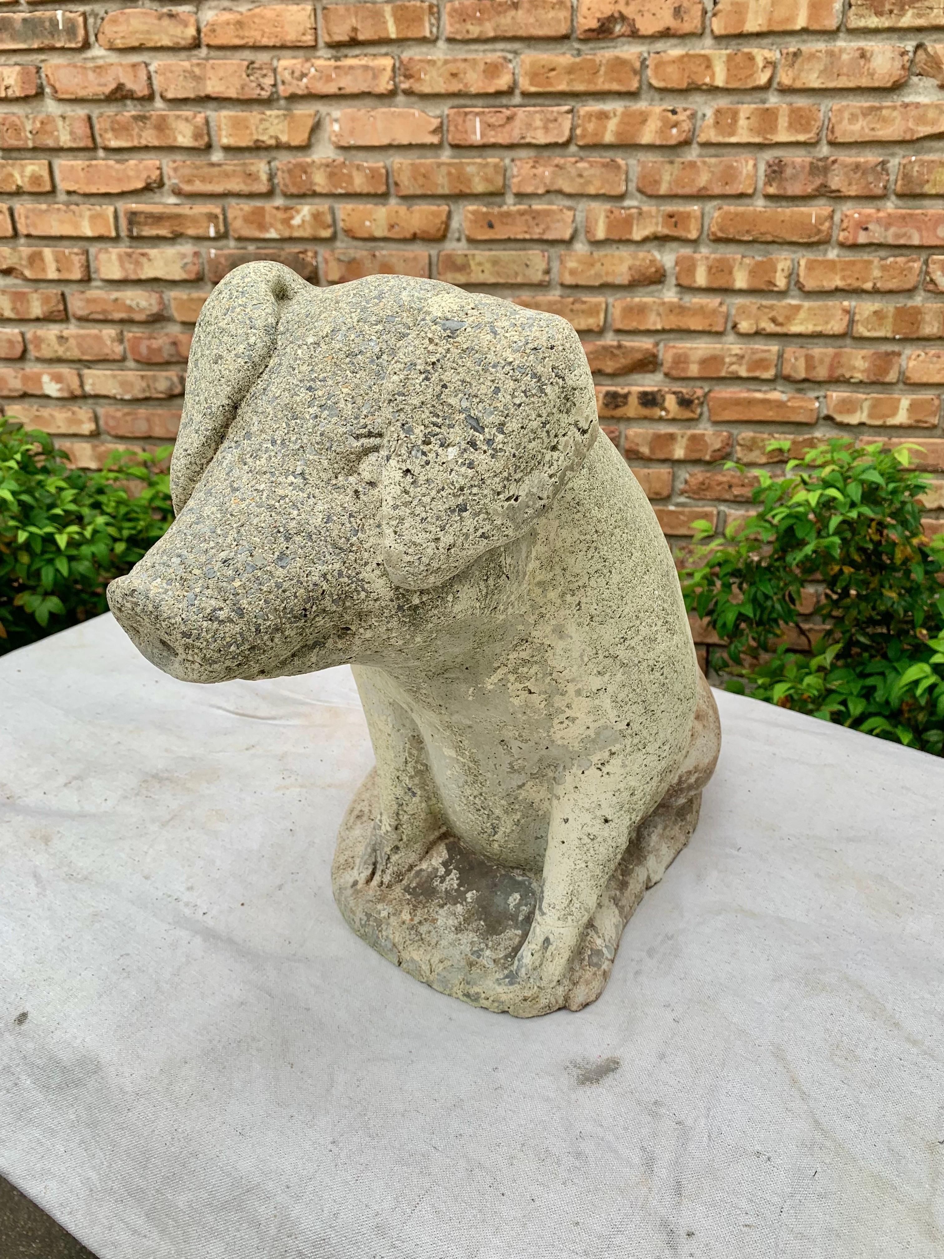 20th Century Vintage Concrete Garden Pig Statue 10