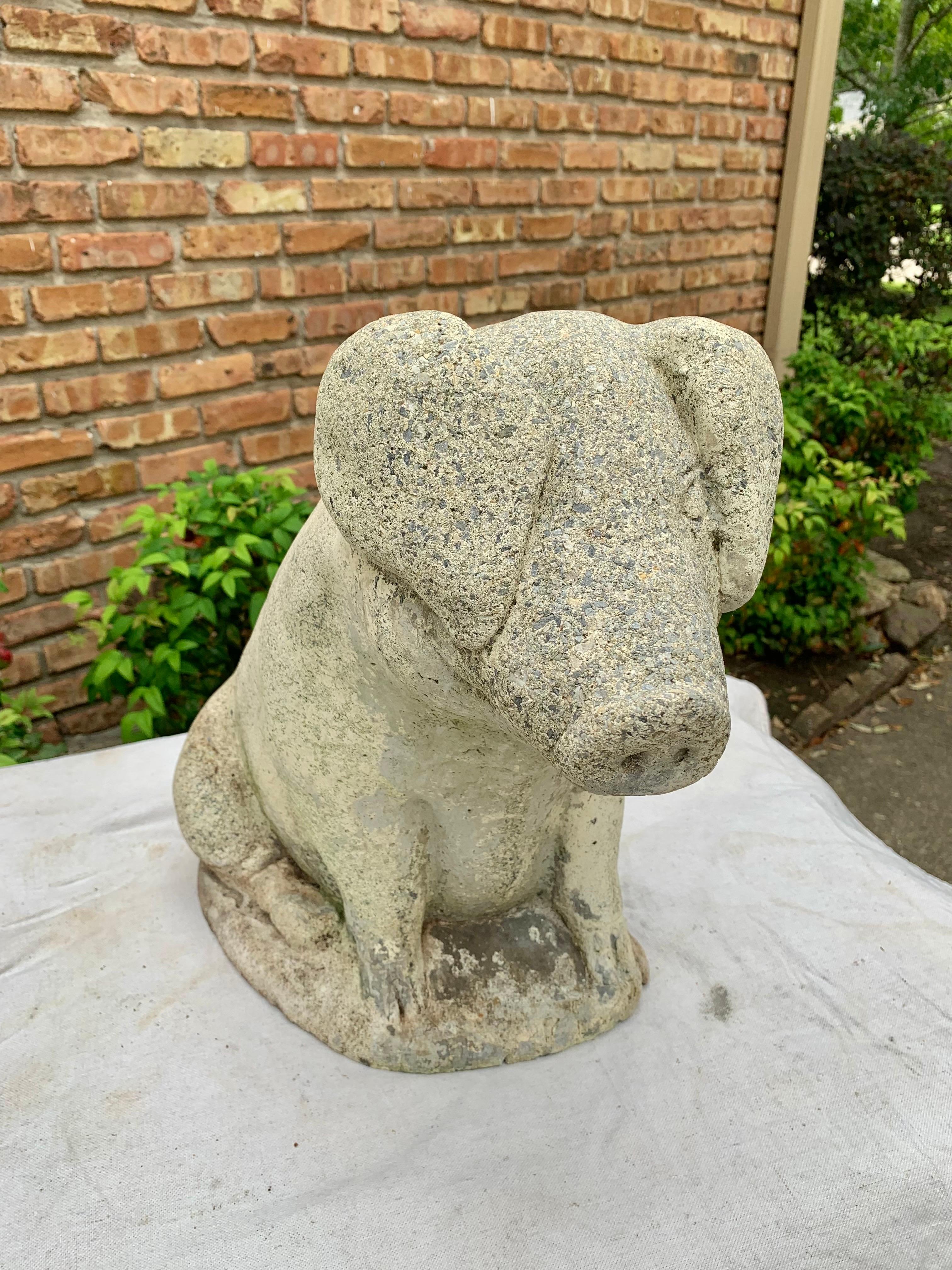 20th Century Vintage Concrete Garden Pig Statue 11