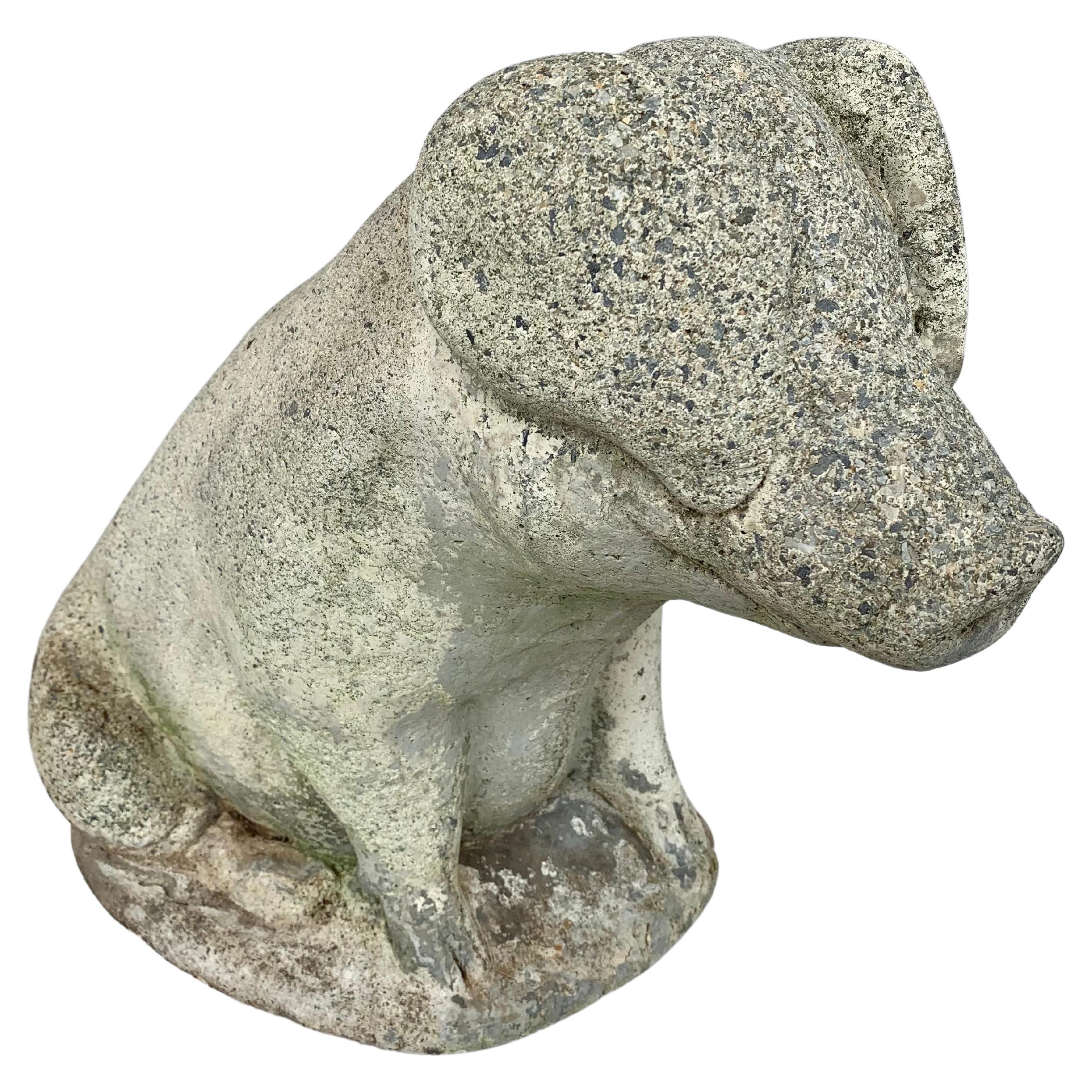 Decorate a kitchen counter or a patio with this adorable concrete pig. Made of concrete, the pig has a rich weathered texture finish and a wonderful patina. For indoor or outdoor use. Felt pads have been placed on the underside for ease of placing