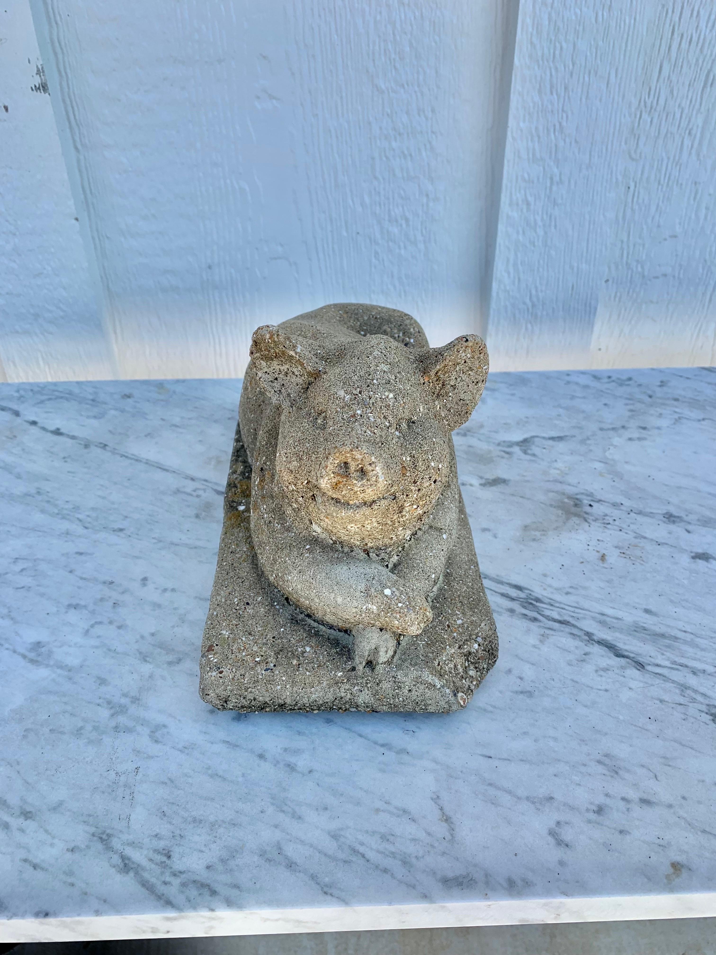 American 20th Century Vintage Concrete Garden Pig Statue
