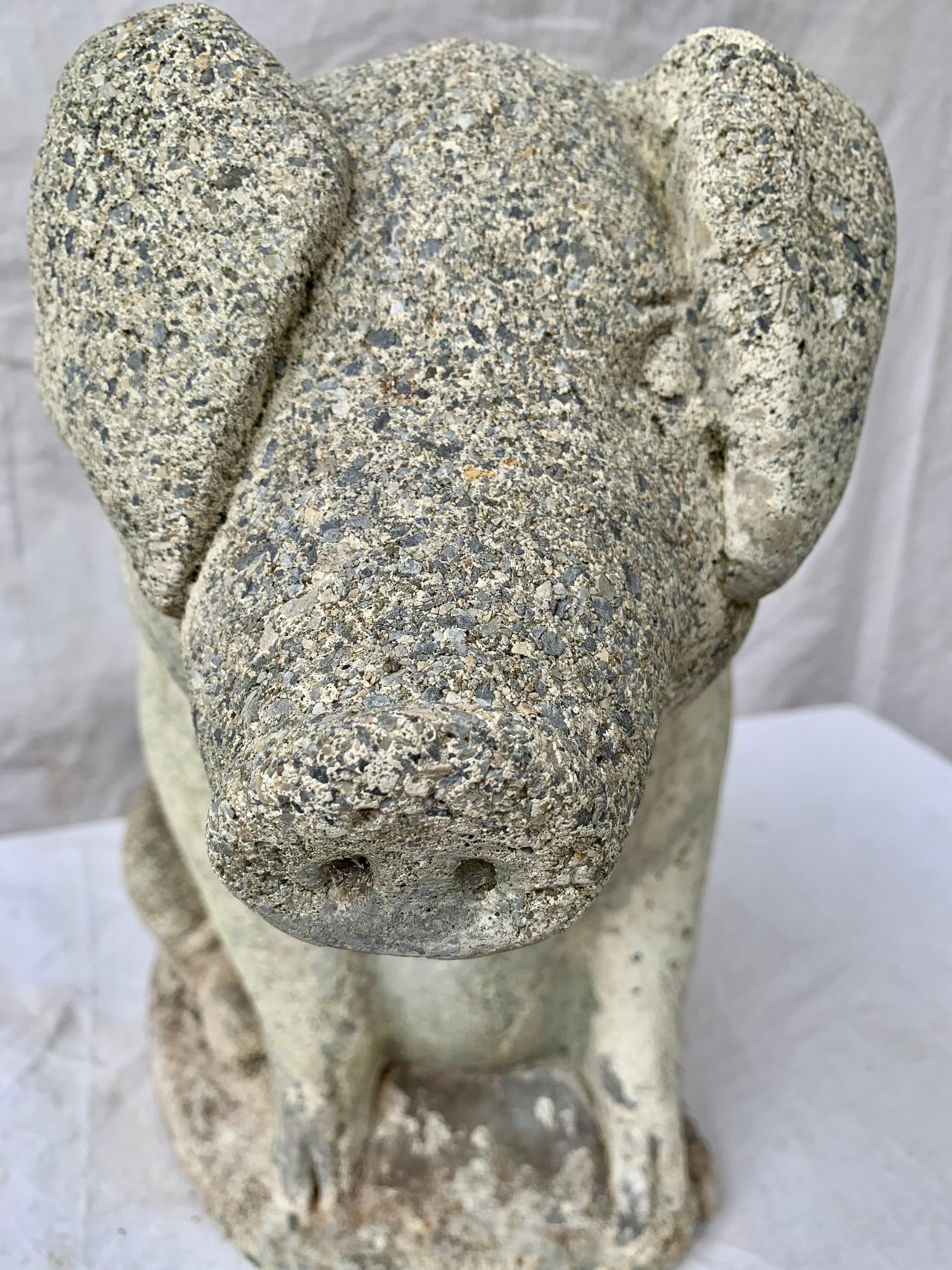 20th Century Vintage Concrete Garden Pig Statue 1