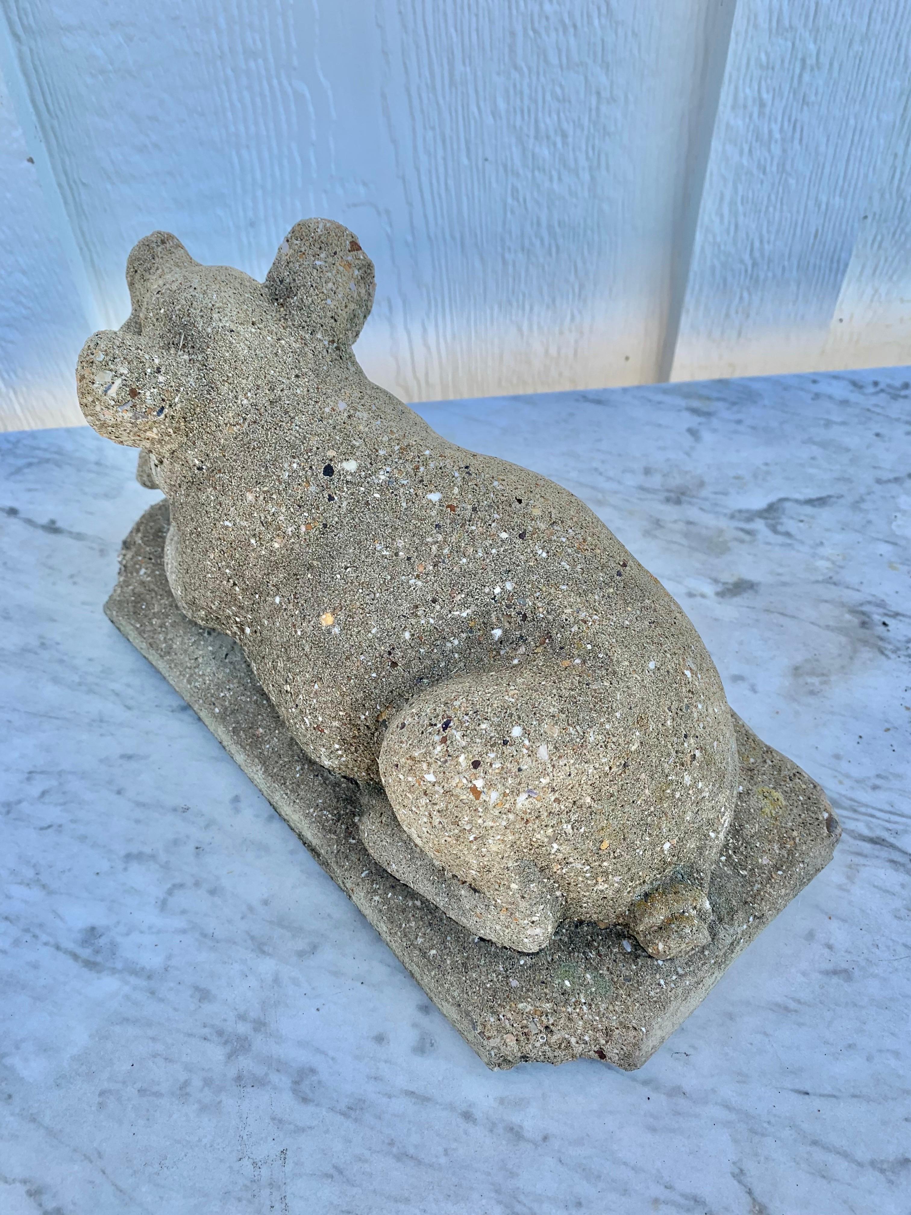 20th Century Vintage Concrete Garden Pig Statue 3