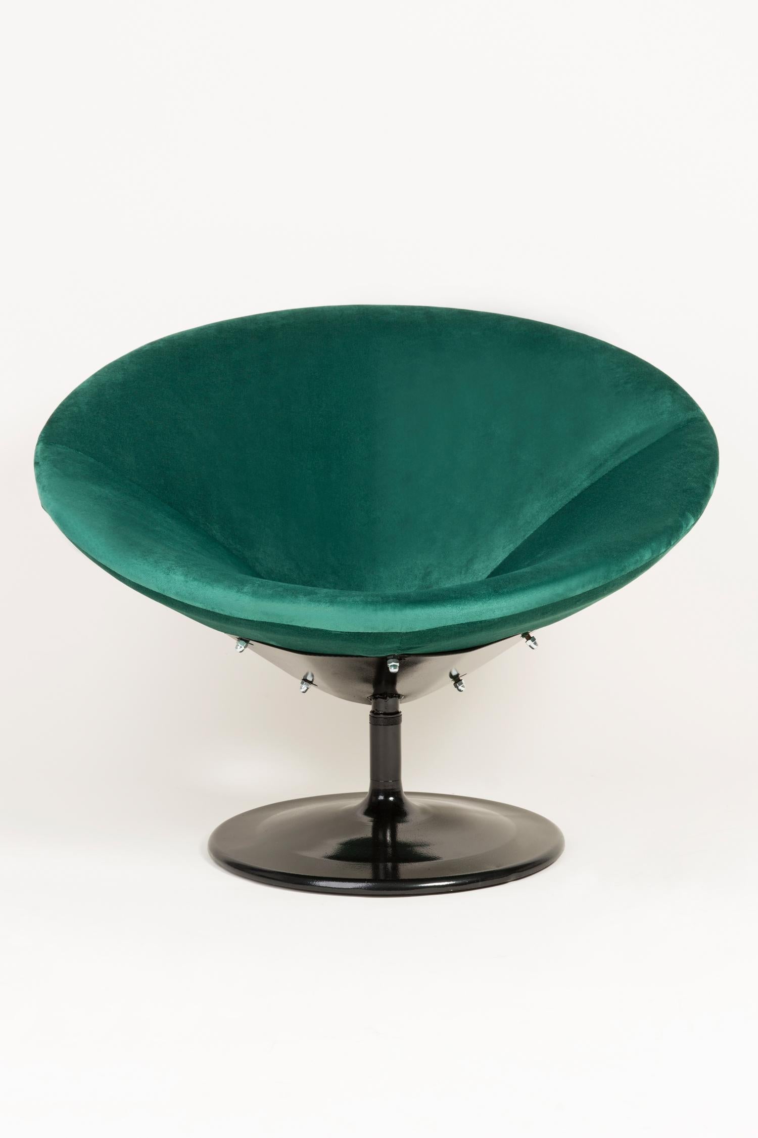 Polish 20th Century Vintage Dark Green Swivel Armchair, 1960s For Sale