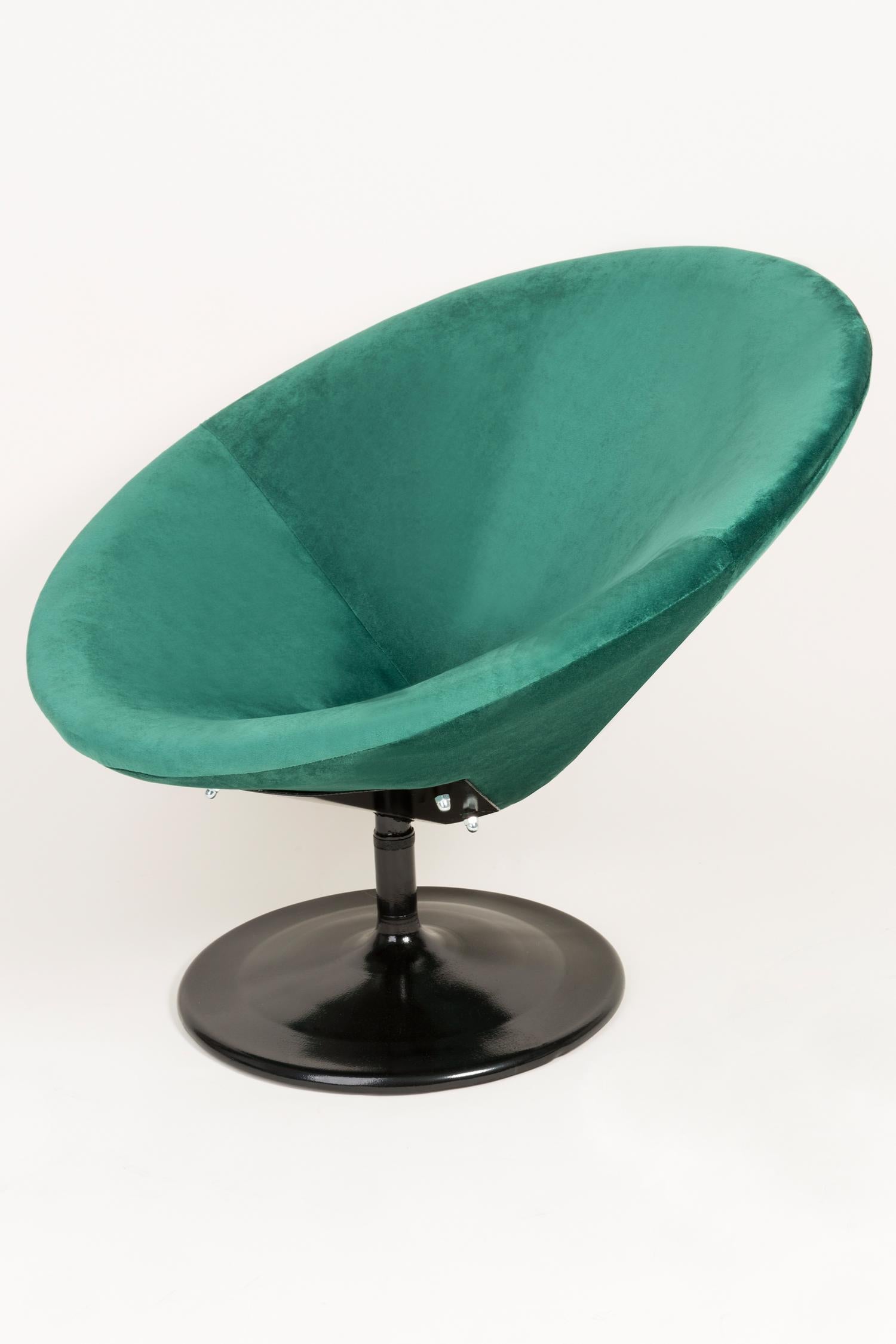 Hand-Crafted 20th Century Vintage Dark Green Swivel Armchair, 1960s For Sale