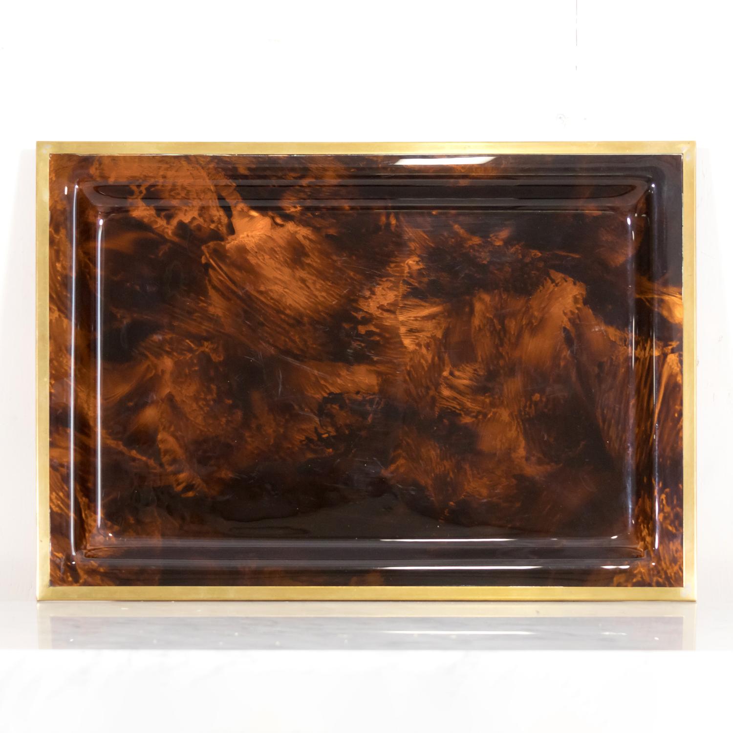 Italian 20th Century Vintage Dior Faux Tortoiseshell Lucite Serving Tray