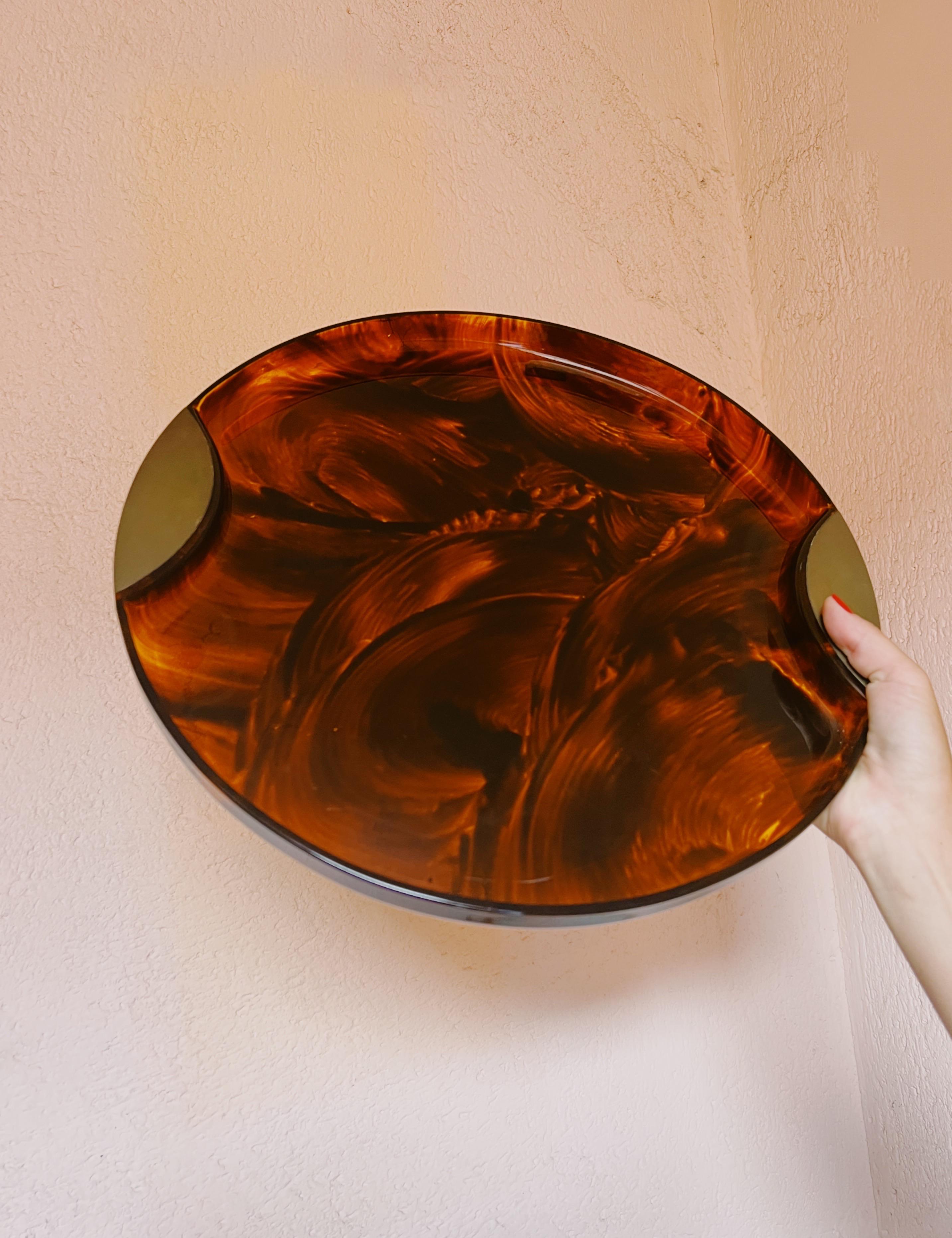 Mid-Century Modern 20th Century Vintage Dior Faux Tortoiseshell Lucite Serving Tray For Sale