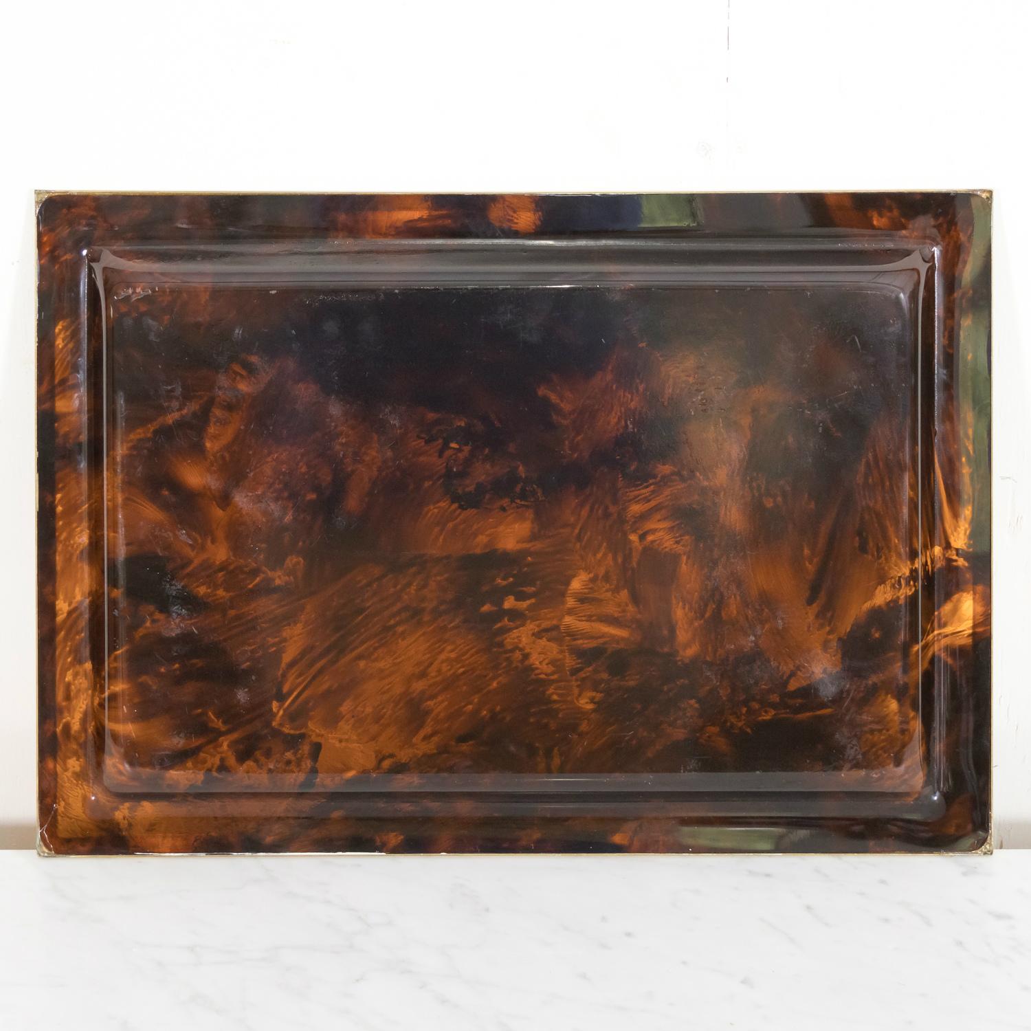 20th Century Vintage Dior Faux Tortoiseshell Lucite Serving Tray In Good Condition In Birmingham, AL