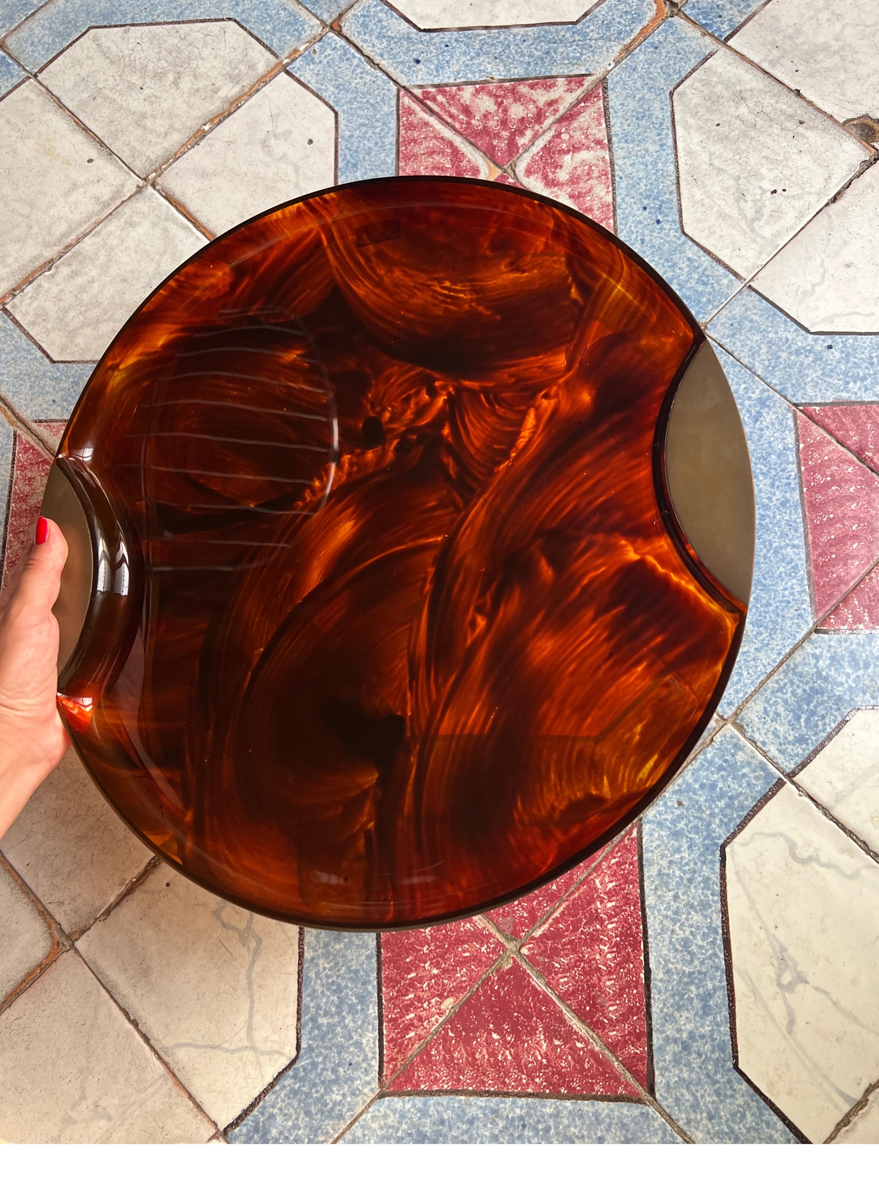 20th Century Vintage Dior Faux Tortoiseshell Lucite Serving Tray For Sale 1