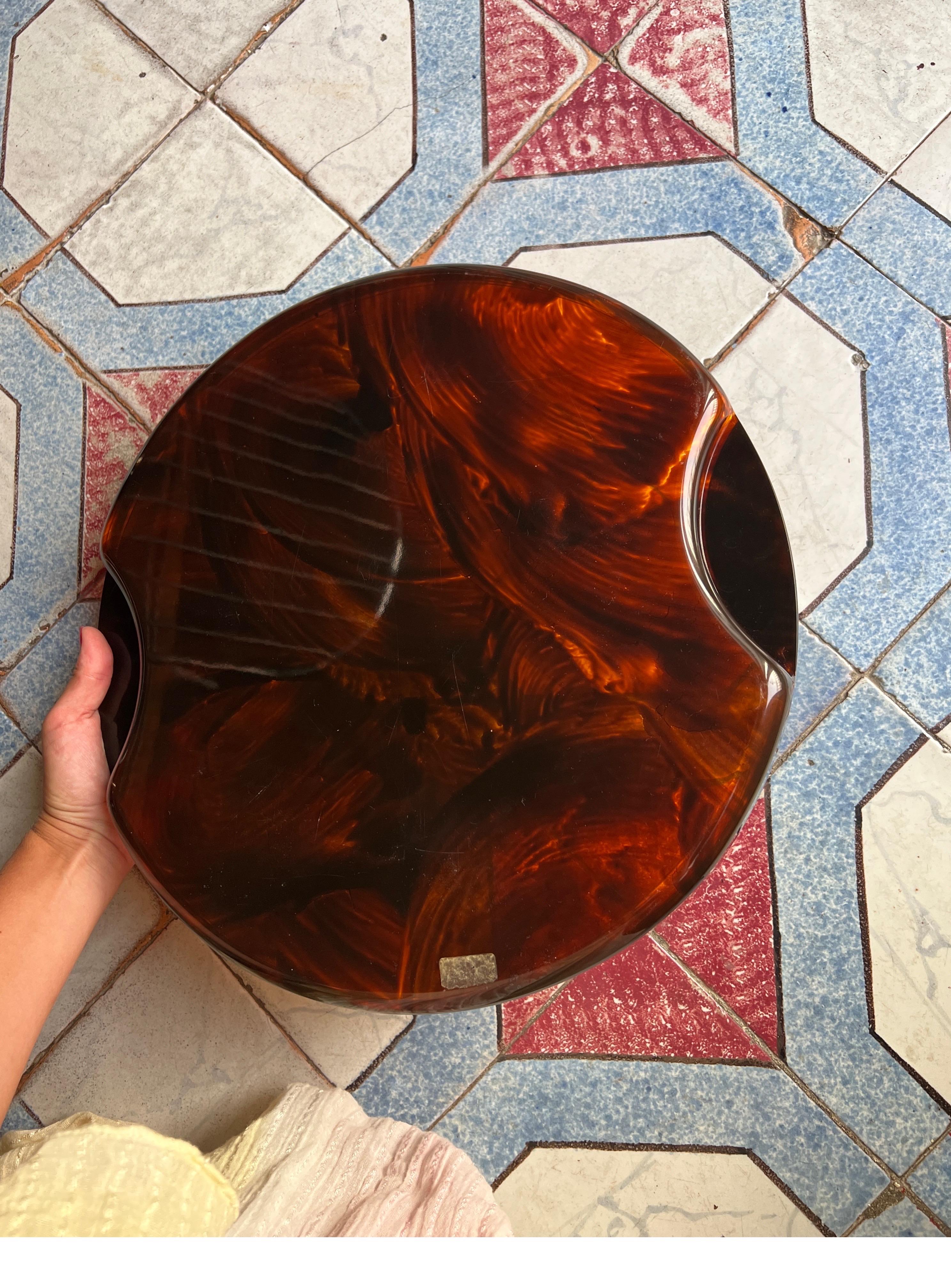 20th Century Vintage Dior Faux Tortoiseshell Lucite Serving Tray For Sale 2