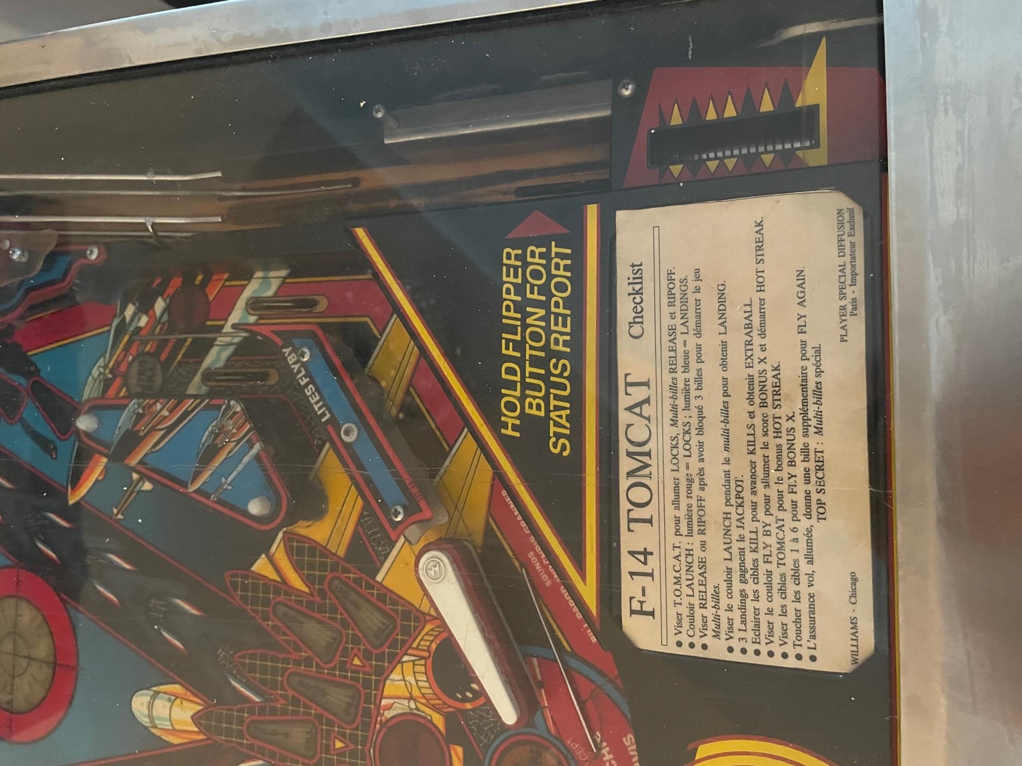 20th Century Vintage F-14 TOMCAT Pinball Machine, 1987s In Good Condition In LEGNY, FR