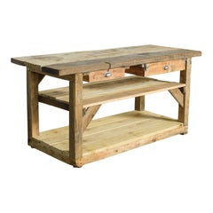 20th Century Vintage French Double Drawer Island