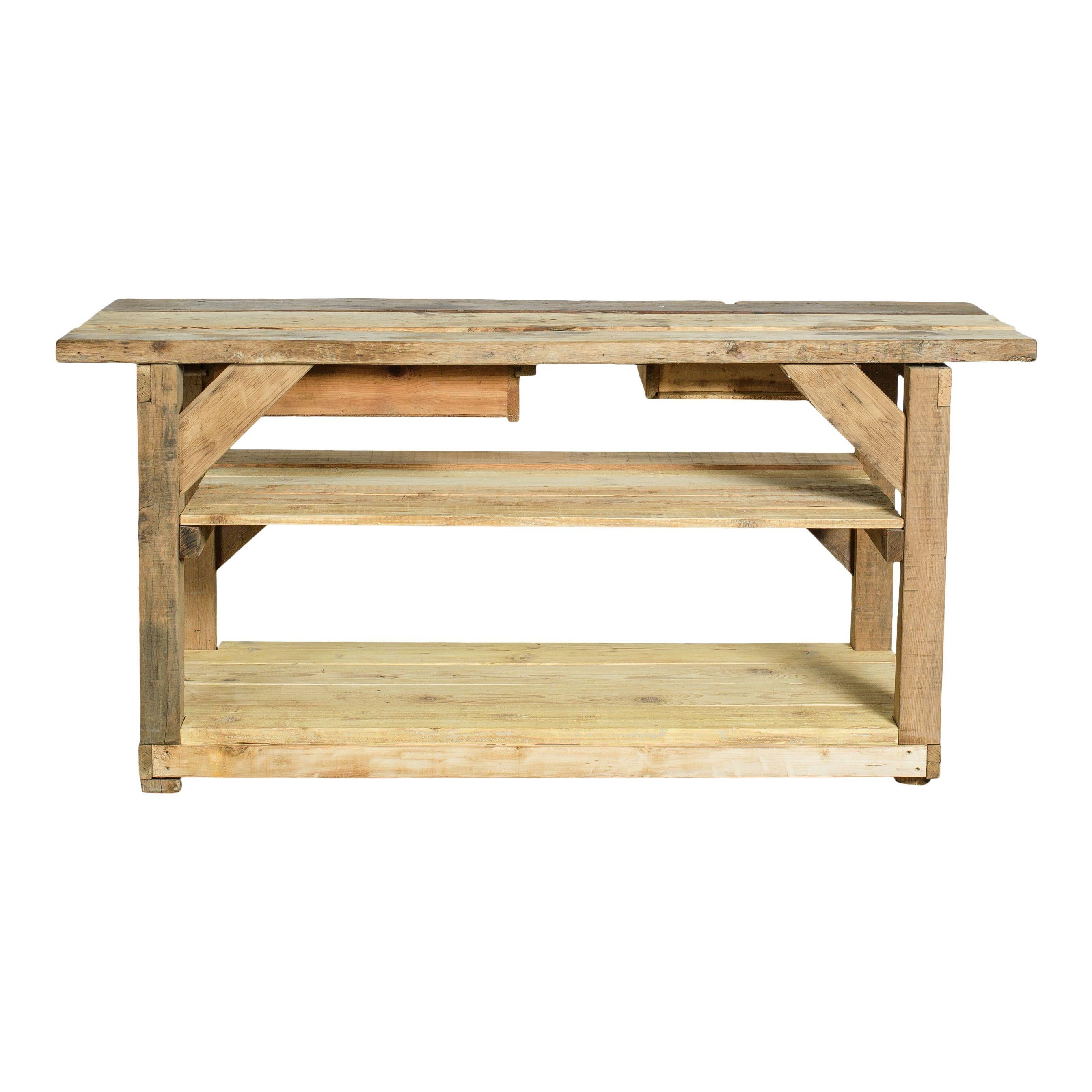 20th Century Vintage French Double Drawer Island For Sale 3
