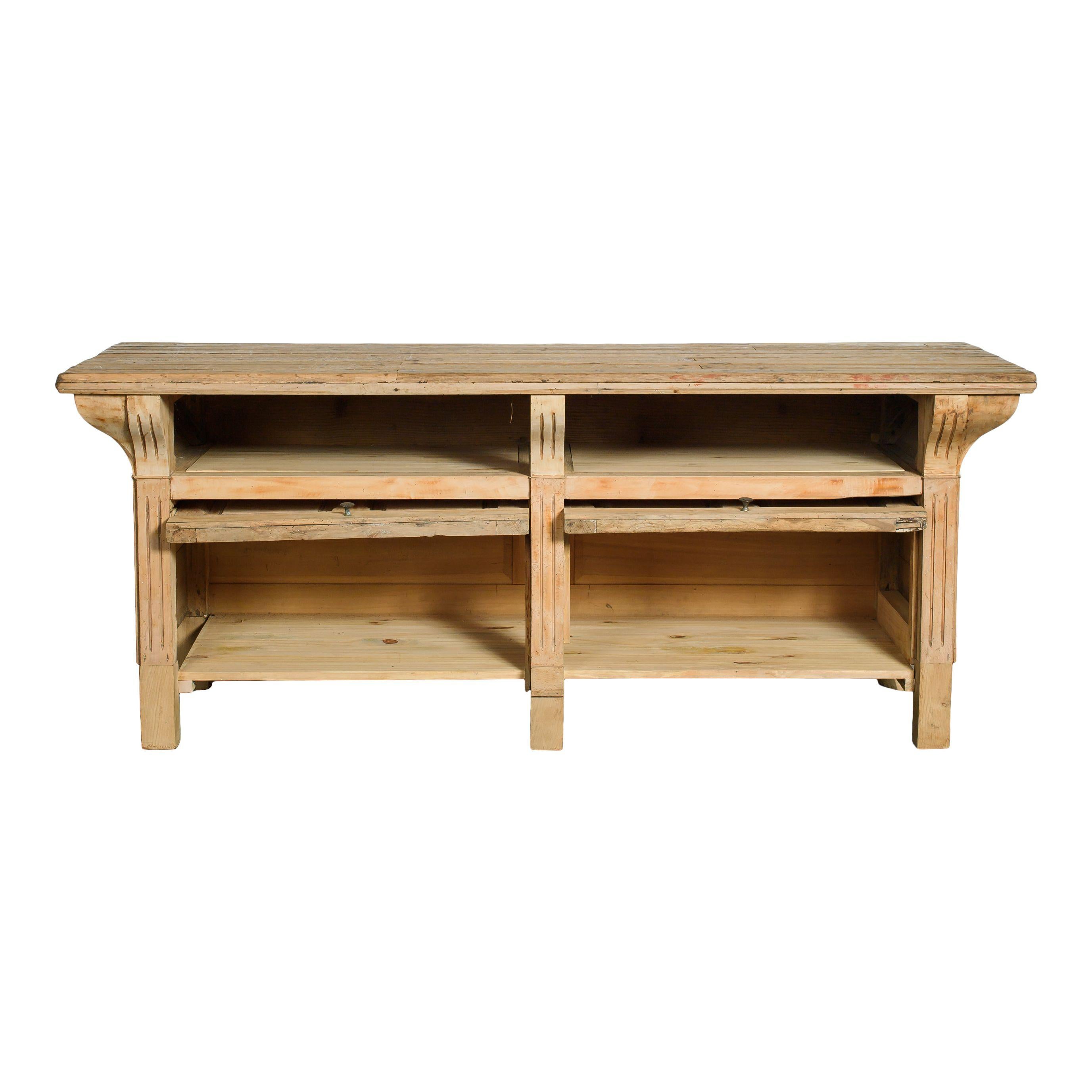 Wood 20th Century Vintage French Oak Counter For Sale