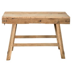 Mesa de Madera Cruda Francesa Vintage Siglo XX