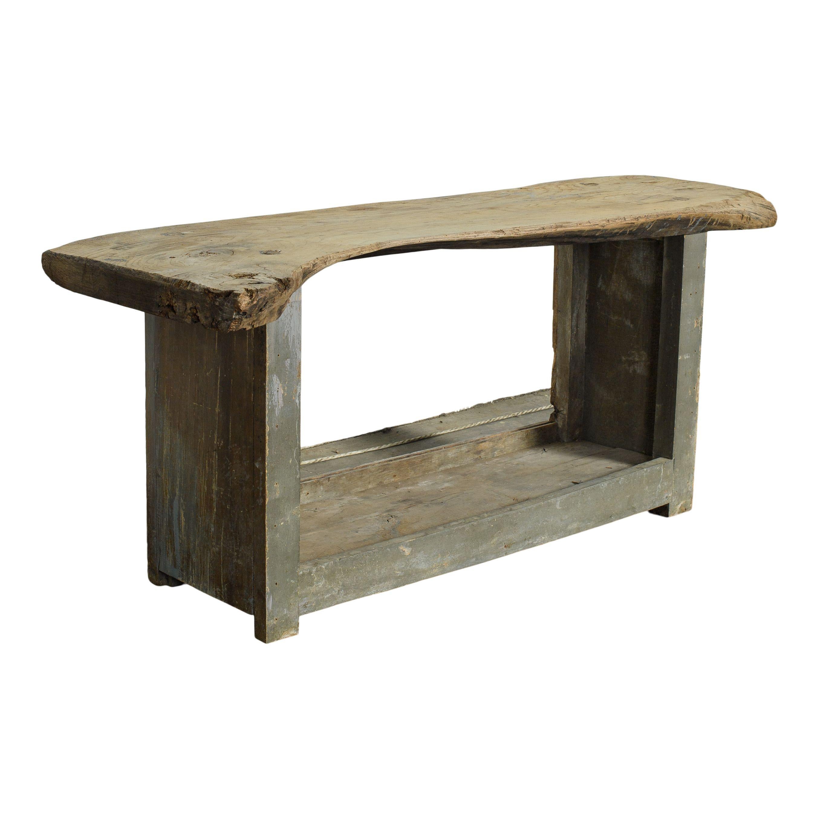 20th Century Vintage French Wood Console Table In Good Condition For Sale In Fullerton, CA