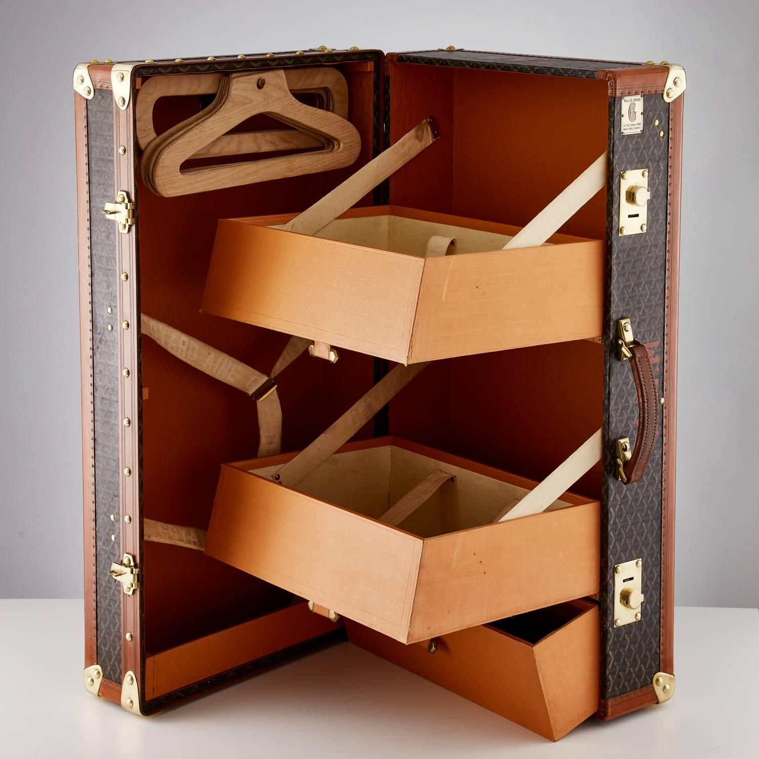 20. Jahrhundert Vintage Goyard Garderobe Koffer:: Französisch:: ca. 1930-1935 (Leder) im Angebot