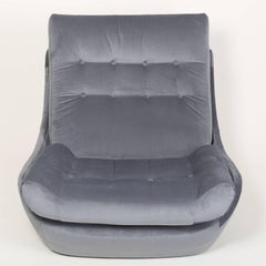 Poltrona Atlantis in velluto grigio vintage del XX secolo, anni '60