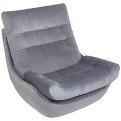 20th Century Vintage Gray Velvet Giant Atlantis Armchair, 1960s
