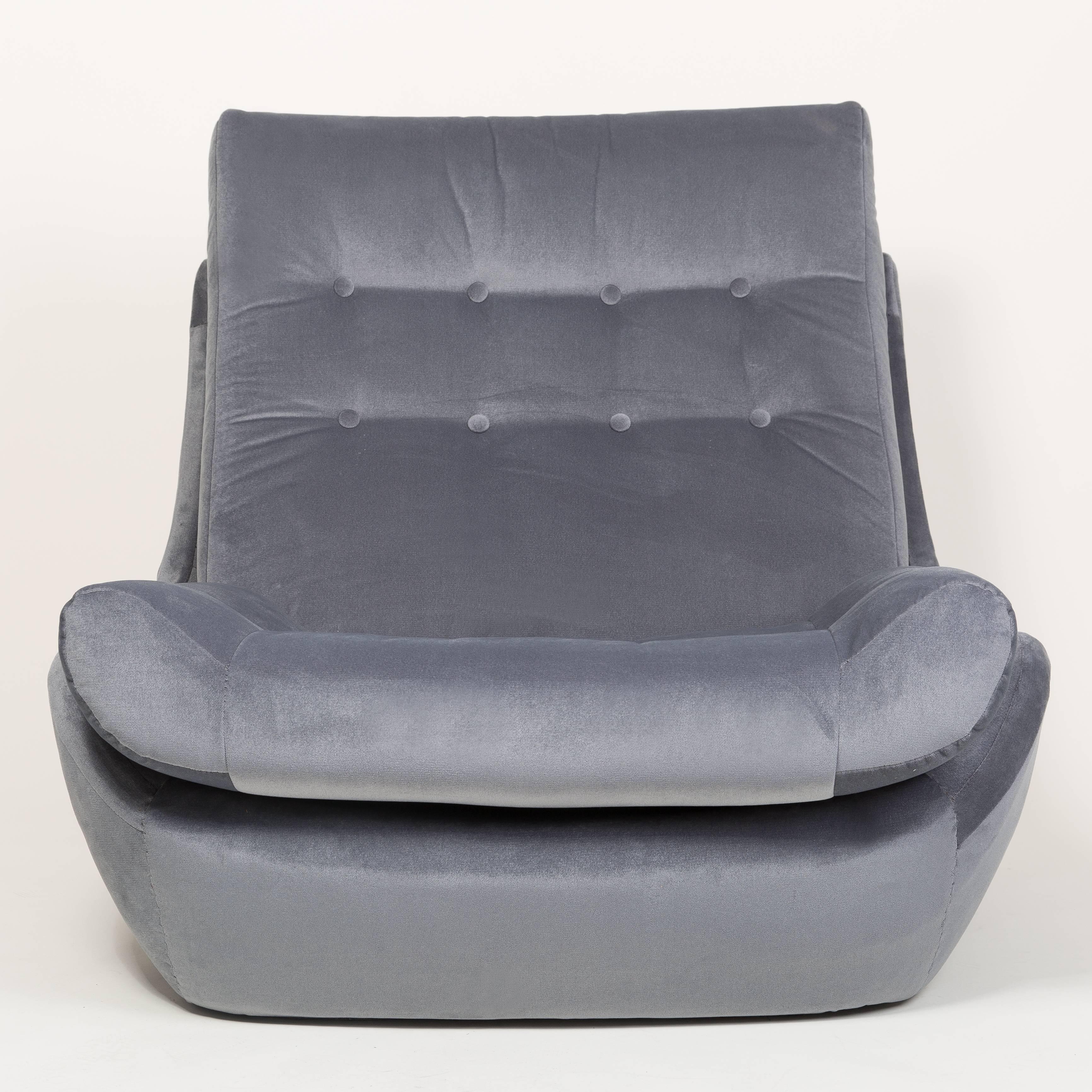 Mid-Century Modern 20th Century Vintage Gray Velvet Giant Atlantis Armchair, 1960s