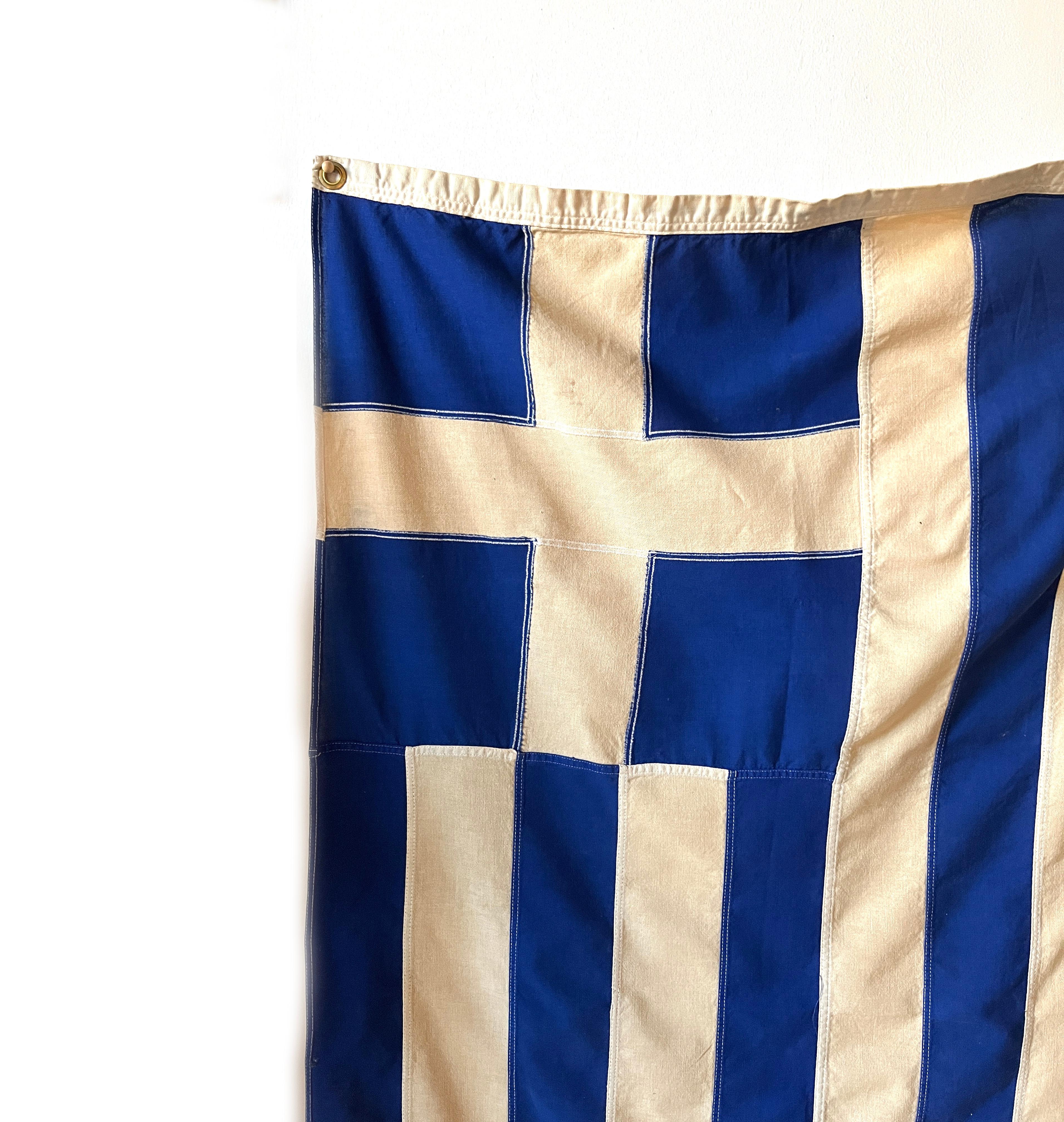Industrial 20th Century Vintage Greek Flag by Defiance, Cotton Bunting