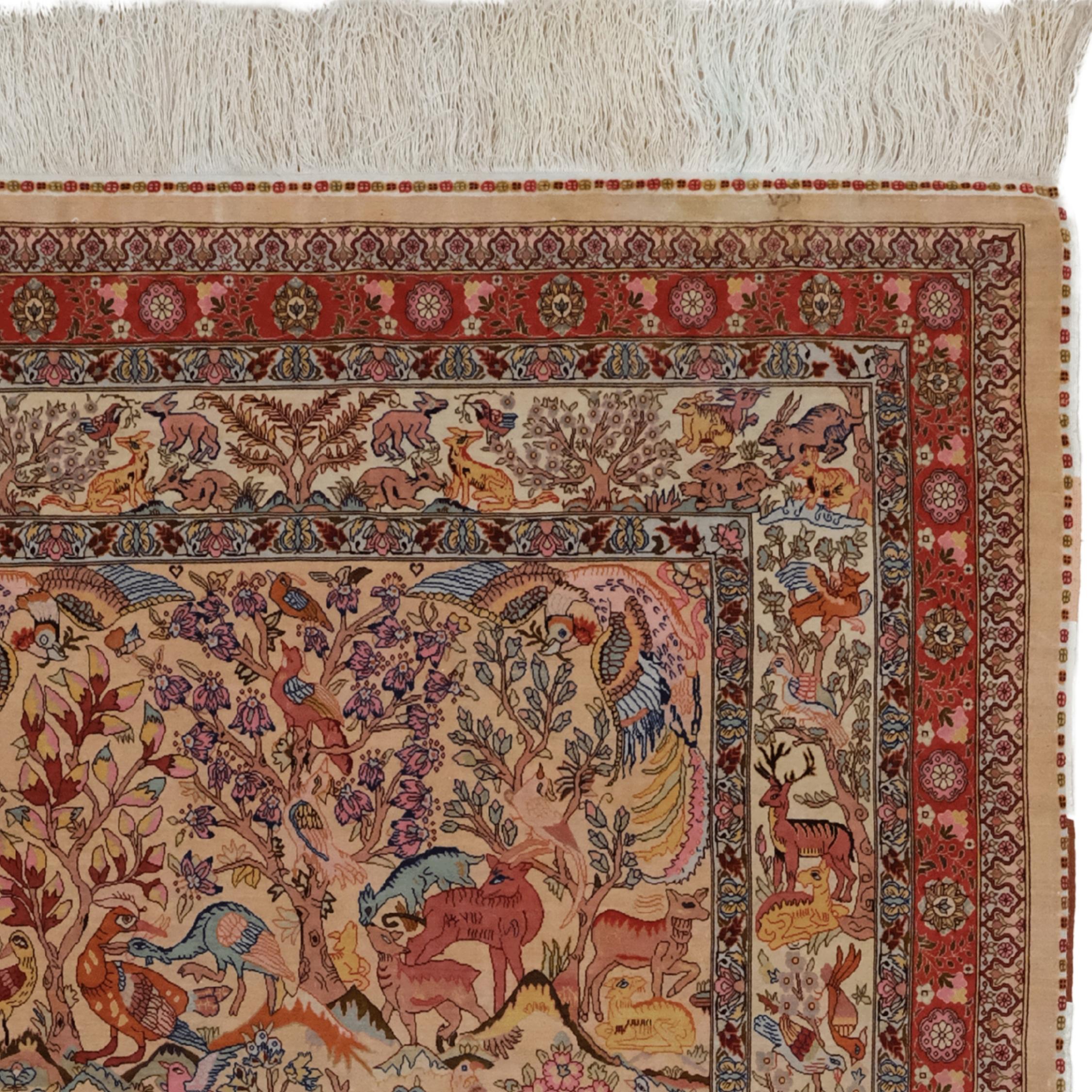 Vintage Hereke Seidenteppich des 20. Jahrhunderts (Handgewebt) im Angebot