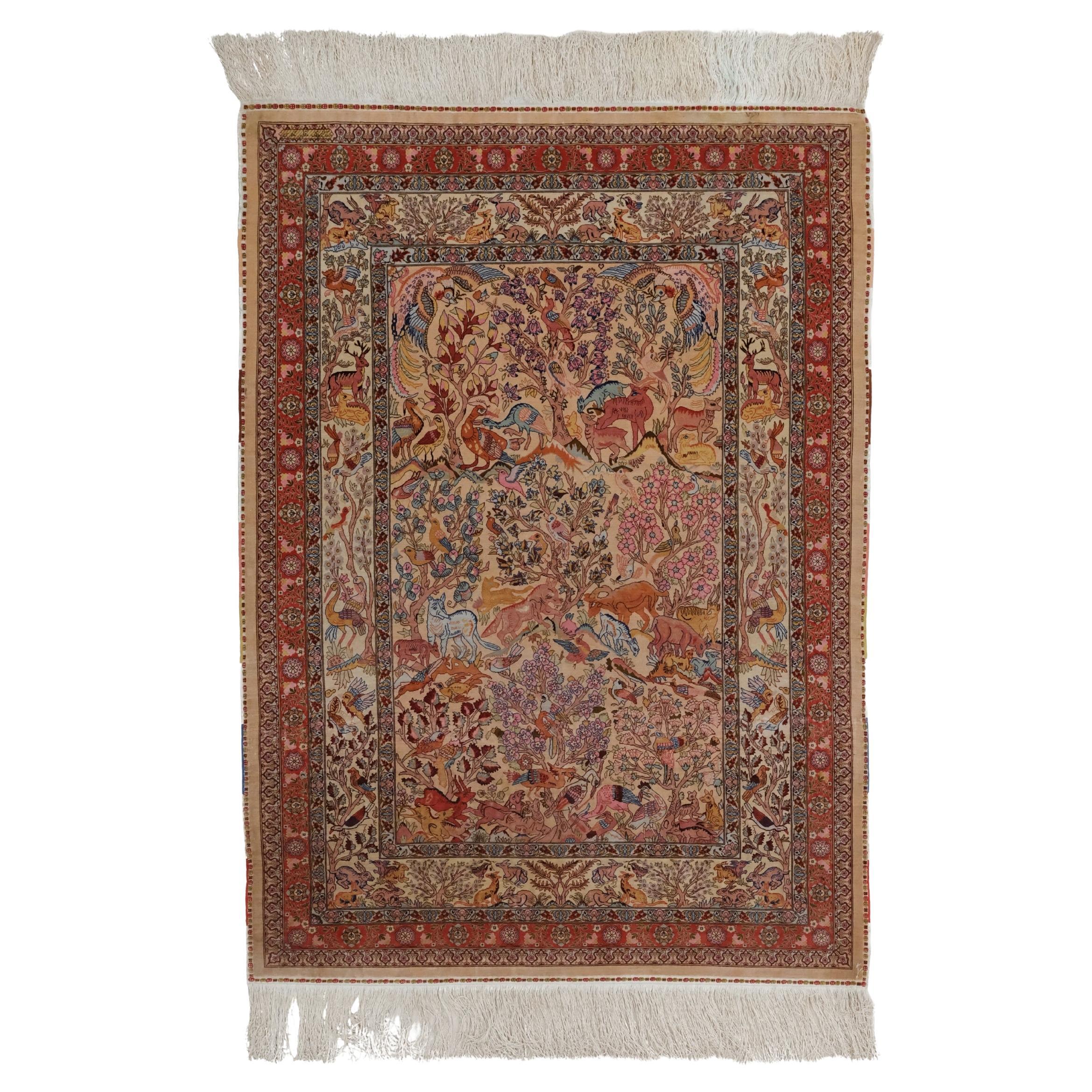 20th Century Vintage Hereke Silk Rug
