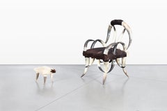 20th Century Vintage Horn Chair and Ottoman