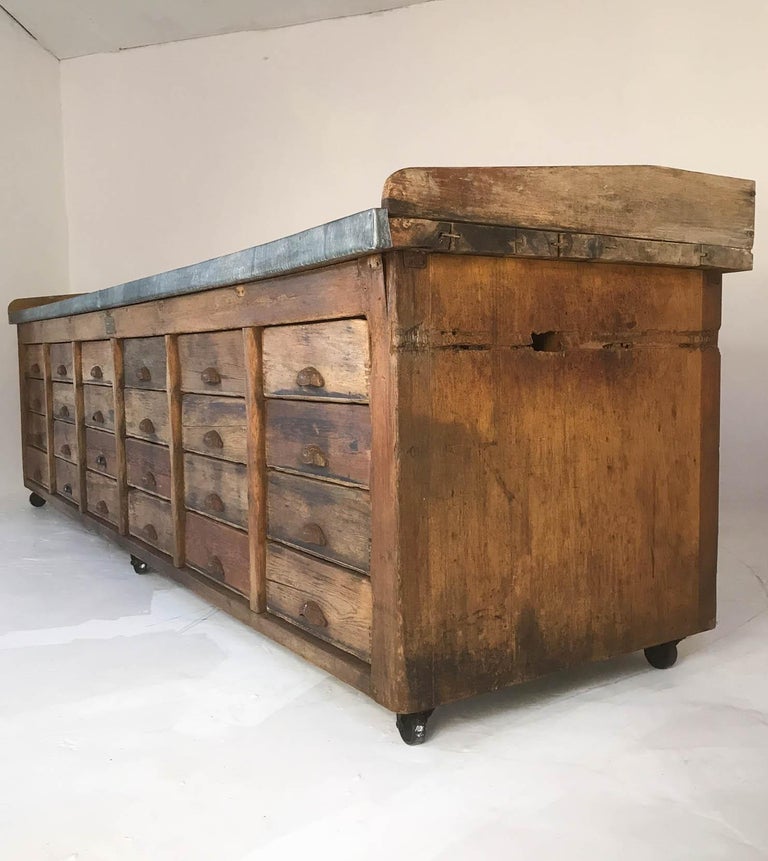 20th Century Vintage Industrial Pine Baker's Table Kitchen ...