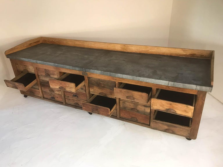 20th Century Vintage Industrial Pine Baker's Table Kitchen ...